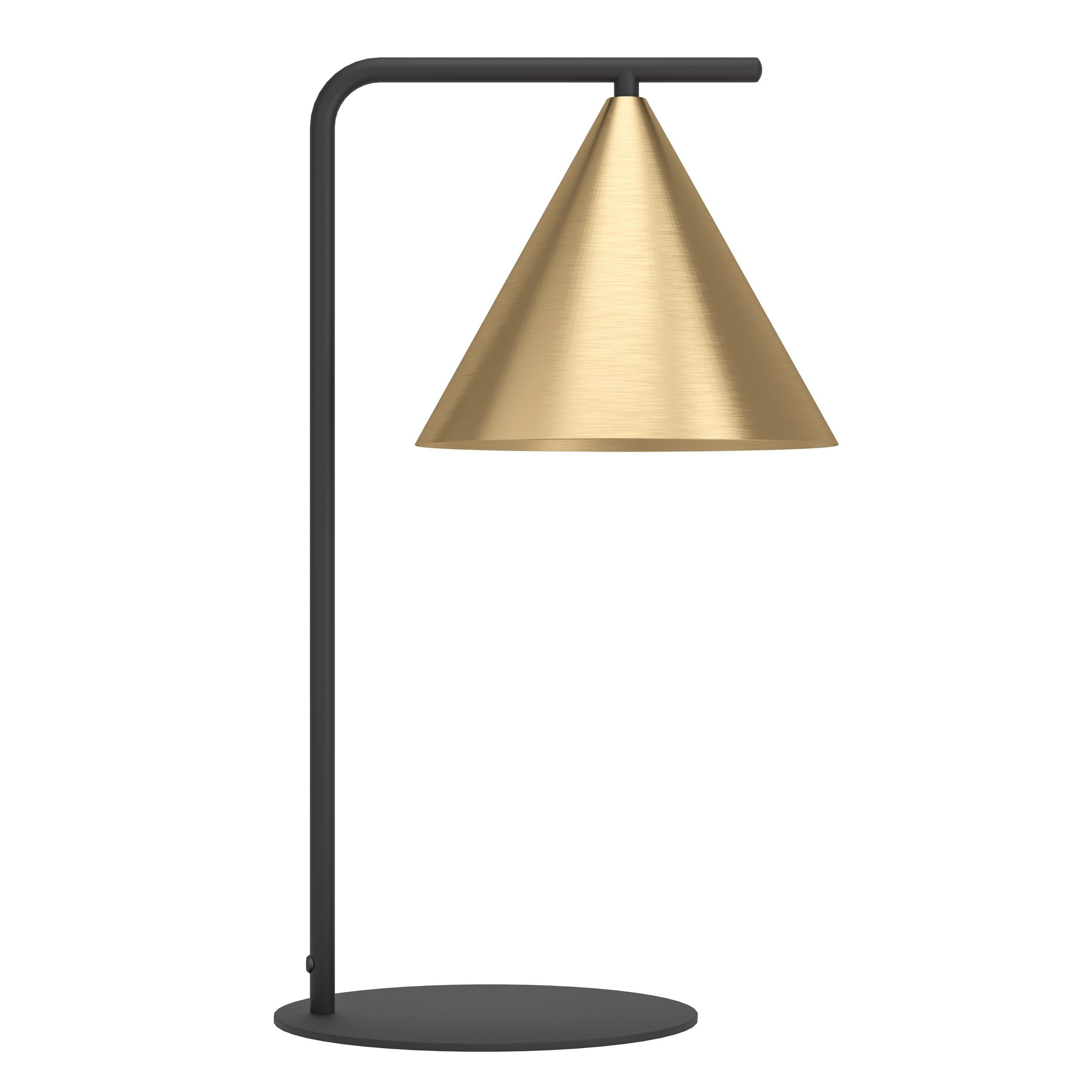 Eglo lámpara de sobremesa Narices, de luz única minimalista, iluminación | de cabecera de metal, latón cepillado, oro, negro, con interruptor, casquillo E27