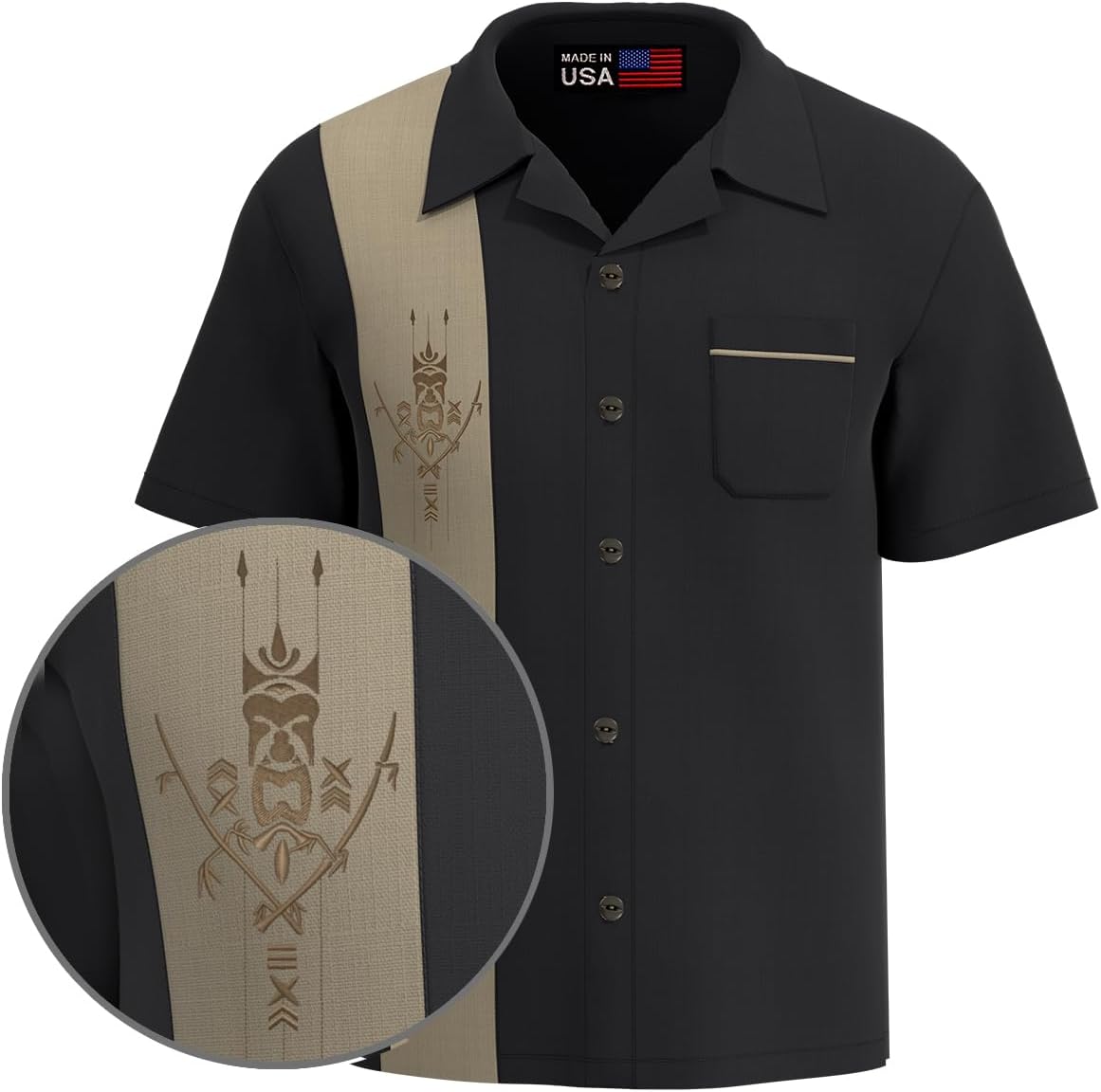 Tiki Shirt Men's Short-Sleeve Button Down Hawaiian Shirt ~ Tiki 'n