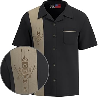 Tiki Shirt Mens Short-Sleeve Button Down Hawaiian Shirt  Tiki n