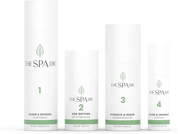 The Spa Dr. 4-Step Facial Kit for Women - 30 Day Supply Skin Care Kit - Anti Agin Facial Kit - Organic Skin Care - Perfectly pH Balanced