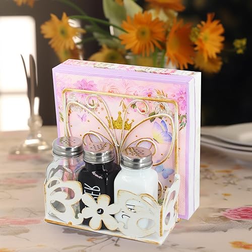 Miniatura 3 de Servilletero, servilletero de metal con salero y pimentero, dispensador moderno de servilletas para mesa de cocina, no incluye saleros y pimenteros