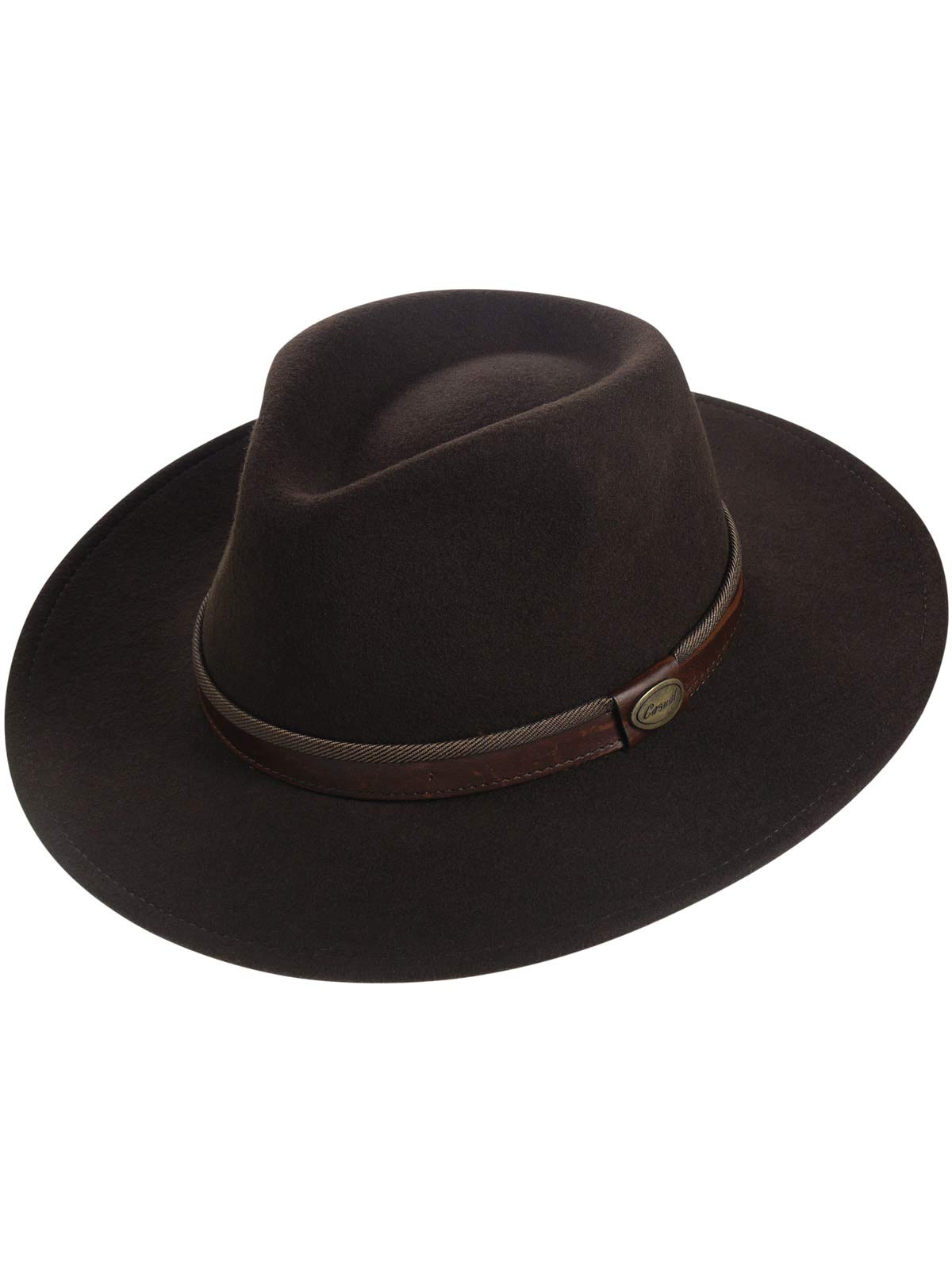 Harrys-Collection, Cappello a tesa larga, pieghevole, con ampia fascia marrone di tessuto, disponibile in 3 colori