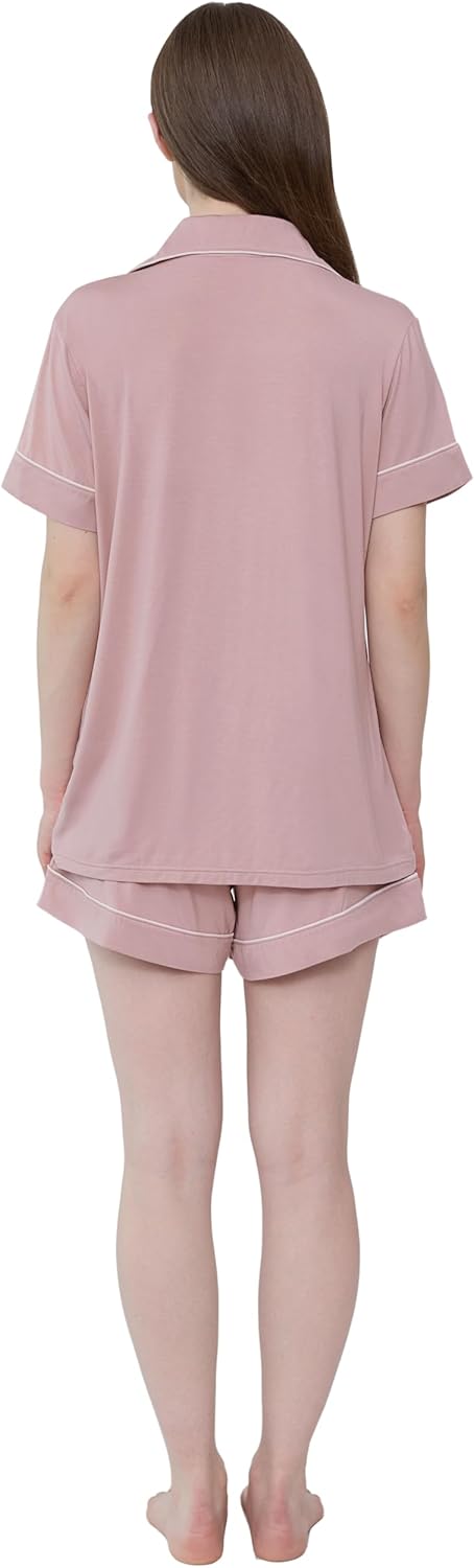 Cherrydew Women Bamboo Viscose Super Soft Comfy Summer Cooling Short Sleeve Button Down Pajama Shorts Set S-XXL - Image 7