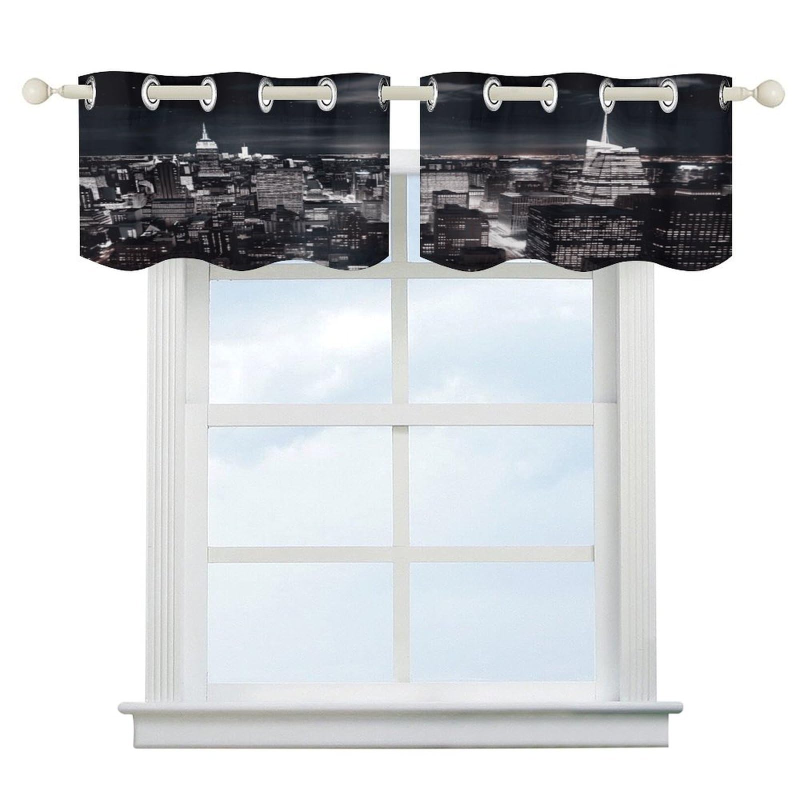 Fekiloot Style New York Night Sky Short Curtains Valance Curtain
