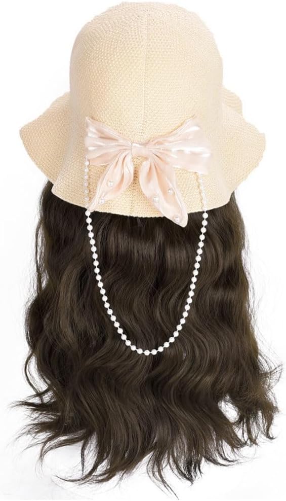 EARSHOT Wig Cap Women's Wig Cap, Long Curly Wig Cap, Wavy Fashion Wig Cap, Suitable for Daily Theme Parties, Concerts, Dates Headband Wig Human Hair (Color : 01)