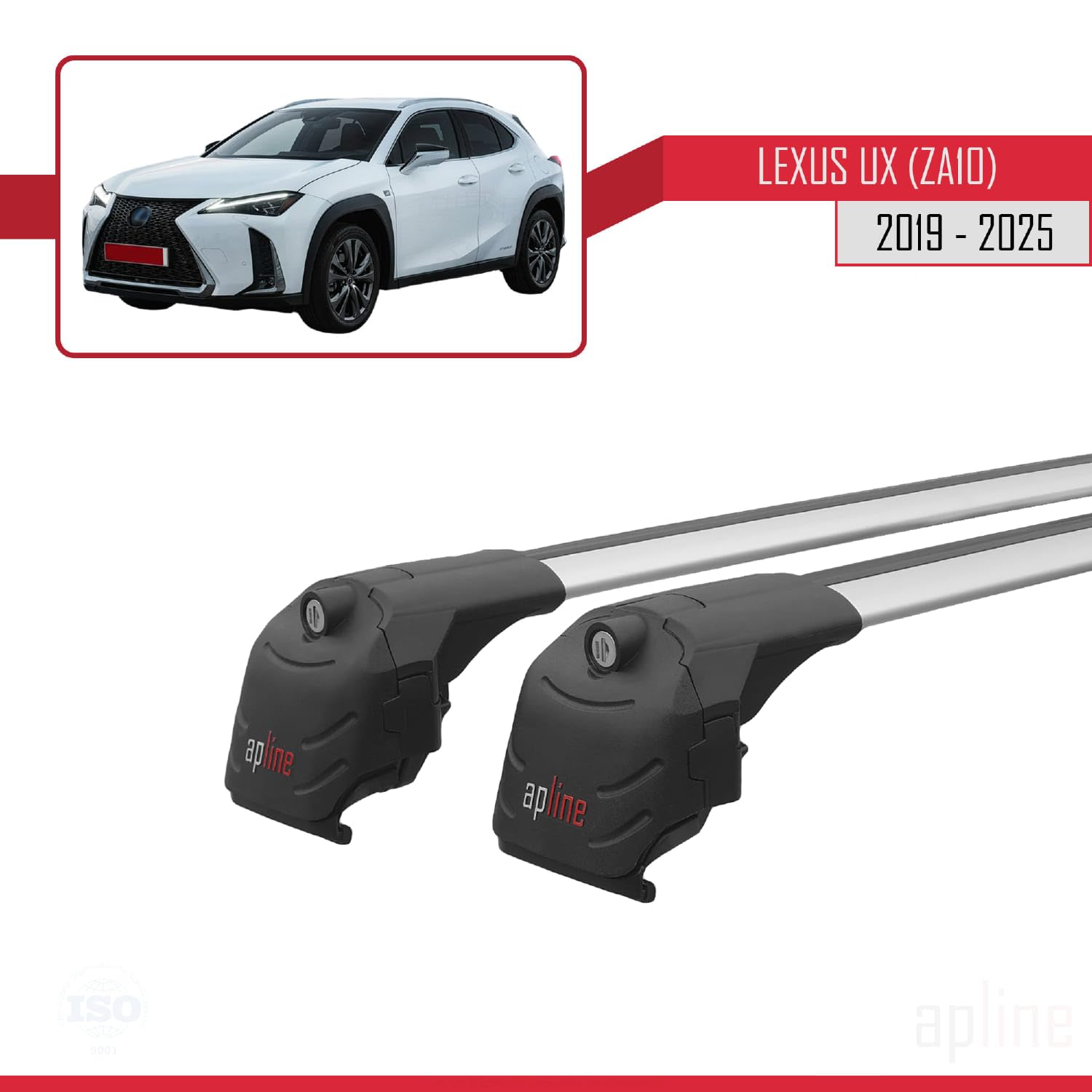Compatibile con Lexus UX (ZA10) 2019-2026 Modello ACE-2 Barre Tetto Portapacchi Auto Barre Portatutto Grigio Alluminio 2 Barre