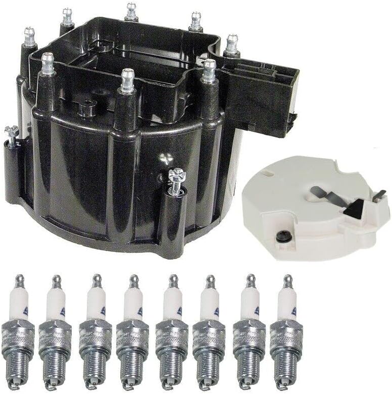 Replacement Distributor Rotor Cap and Rapidfire Spark Plugs Kit for Cadillac Calais V8