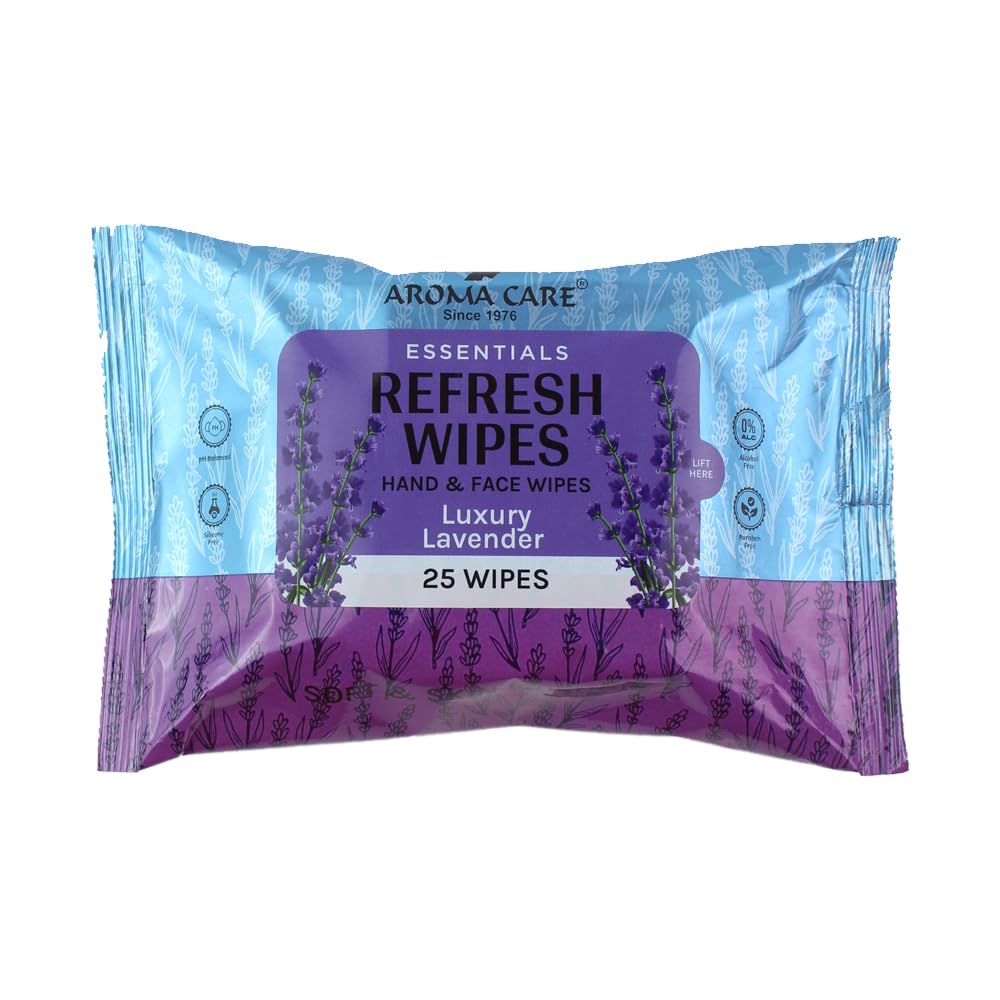 Aroma Care Essentials Luxury Lavender Refresh Wipes, 25 Wipes, Pack of (2) "Calming Lavender Scent Wet Wipes for Face & Body | Soft, Alcohol-Free, Skin-Friendly Cleansing Wipes for Daily Use"-image-16