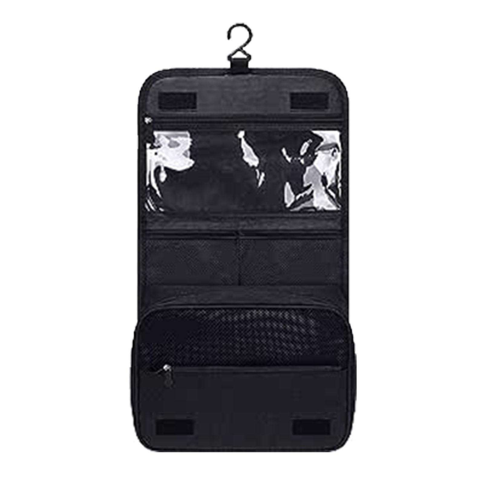 Travel Hanging Toiletry Bag Cosmetic Makeup Organzier for Men Women Travel Kit Shaving Bag Makeup Bag Wash Bag Makeup Organizer Cosmetic Case for Bathroom Shower (Black, One Size)