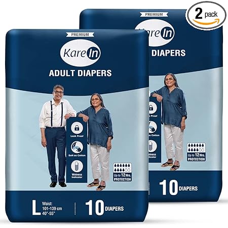 KareIn Premium Adult Diapers, Large, Waist Size 101-139 Cm (40