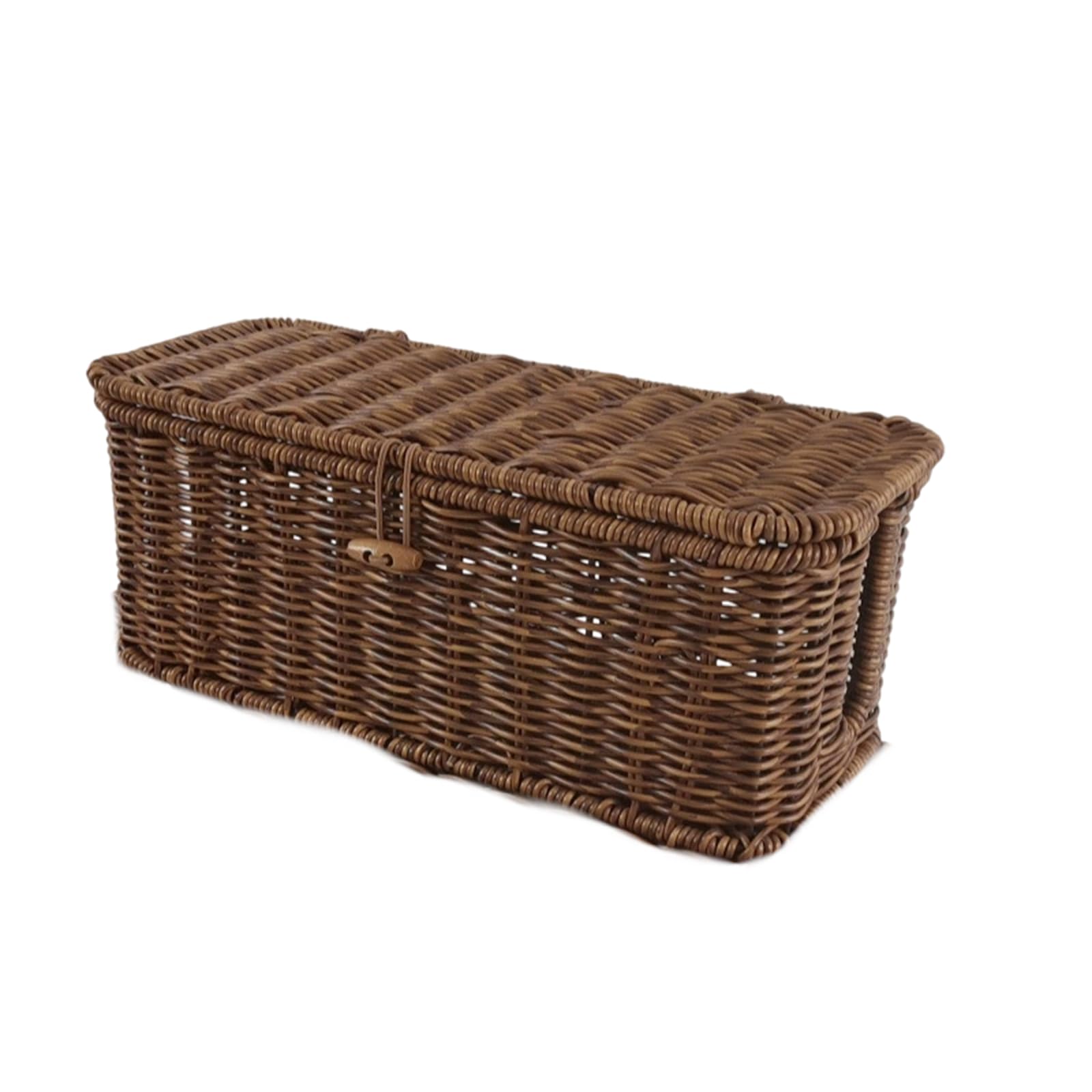 Woven Organizers Basket with Secure Flipping Top Design Multipurpose Storage Bin for Easy Access to Items Woven Flipping Top Storage Basket with Realistic Rattan Look Household Bin for Kitchen