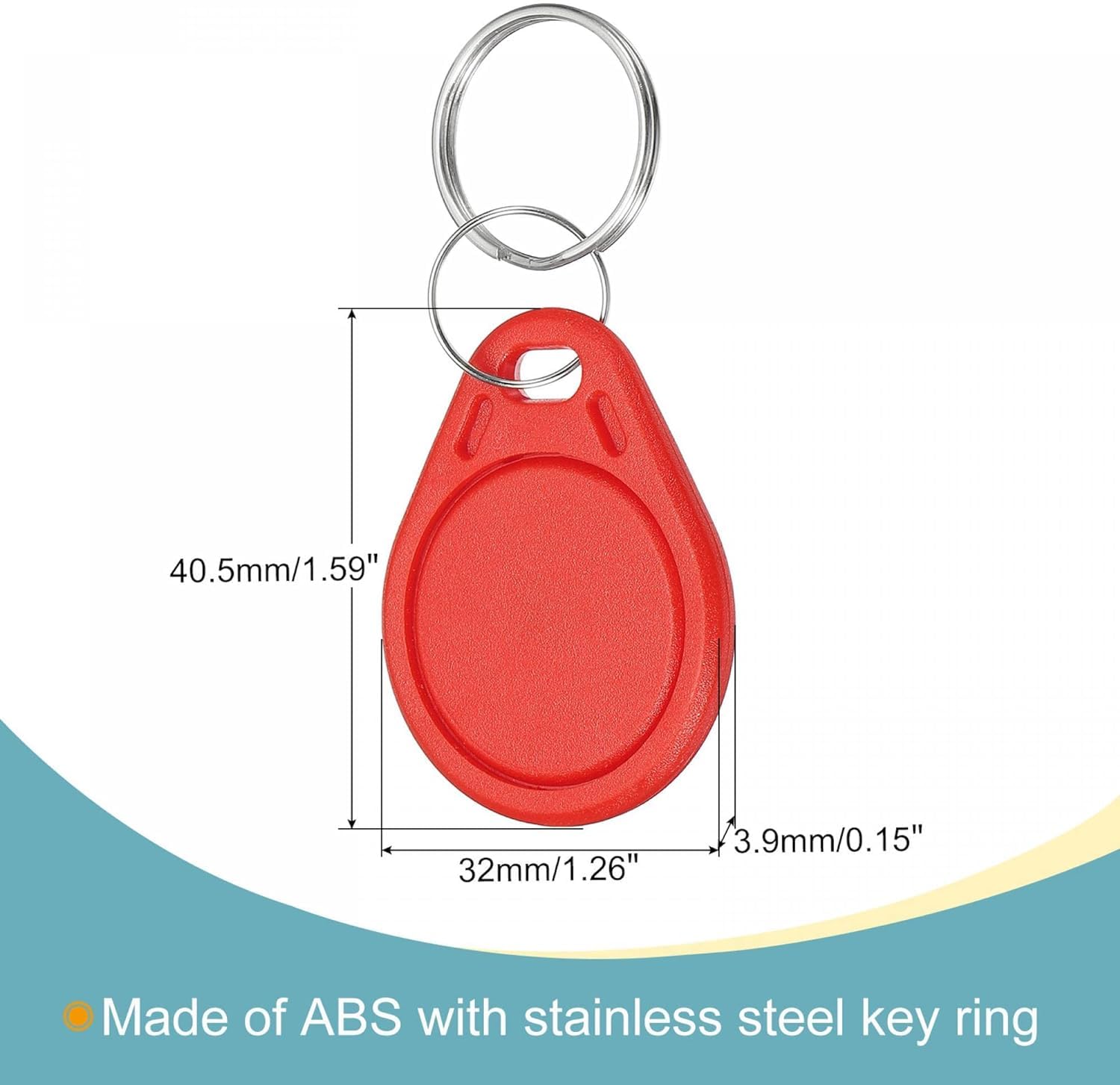 UID Tag Key Fob,13.56mhz, Changeable Writable Rewritable Programmable (Pack of 5) (red)
