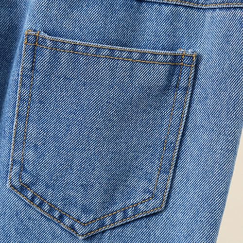 Girls' Wide Leg Ripped Jeans 2025 Trendy Washed Denim Pants with Pockets Elastic Waisted Loose Jeans for Youth Girls3