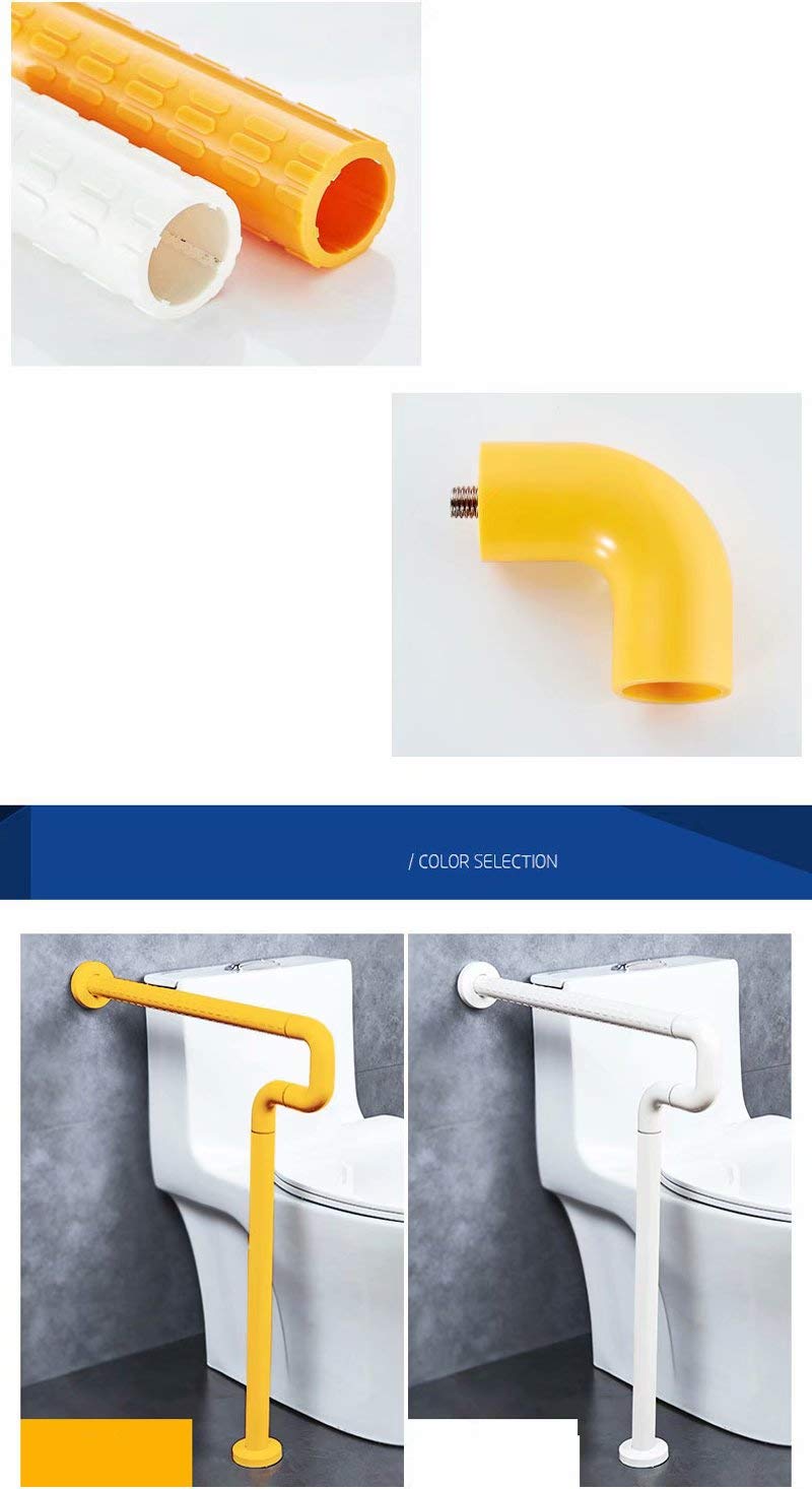 Ringhiera per WC a forma di U, supporto per sedile del bagno per folle speciali a casa e in hotel (acciaio inox) per anziani, disabili, giallo, 60 x 70 cm (giallo 60 x 70 cm)