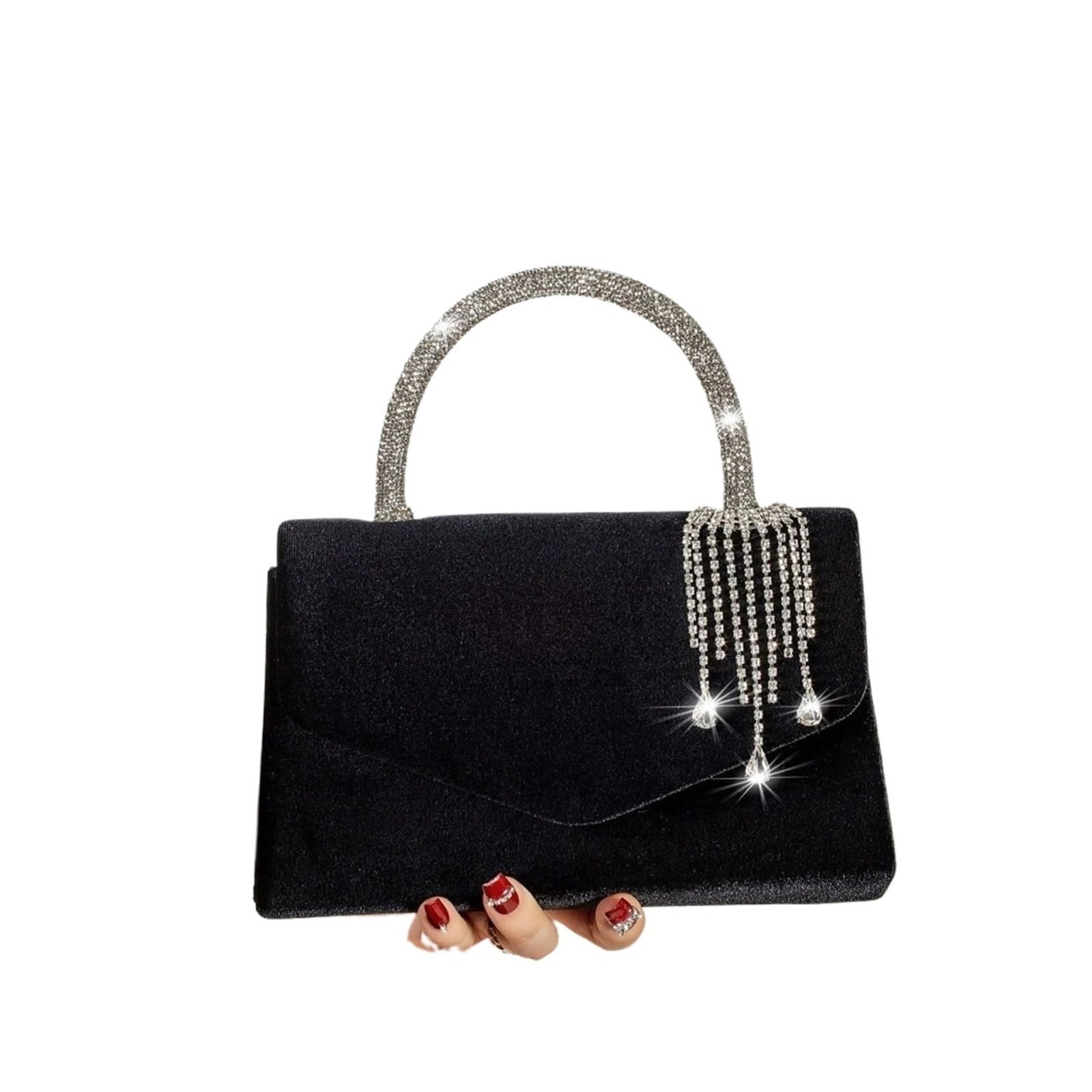 Borse Con Strass Borsa elegante e alla moda, graziosa pochette in velluto con nappa, borsa for ragazze festaiole, donna, adatta for feste, balli studenteschi, banchetti