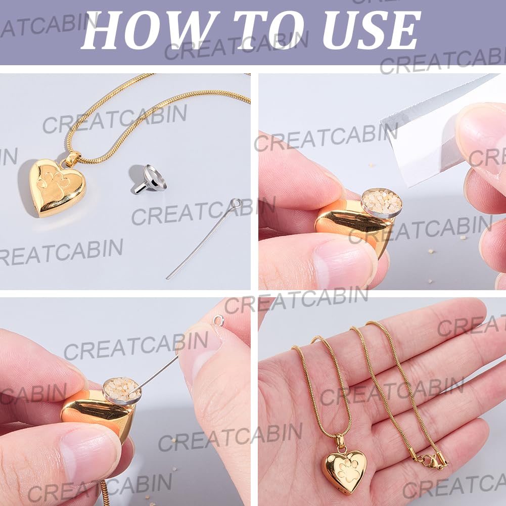 CREATCABIN Collana Urna A Forma Cuore per Ceneri Gioielli per Cremazione Donna Acciaio Inossidabile Impronta Zampa Animale Domestico Ciondolo Commemorativo Impermeabile Famiglia Amici 21.5×19mm
