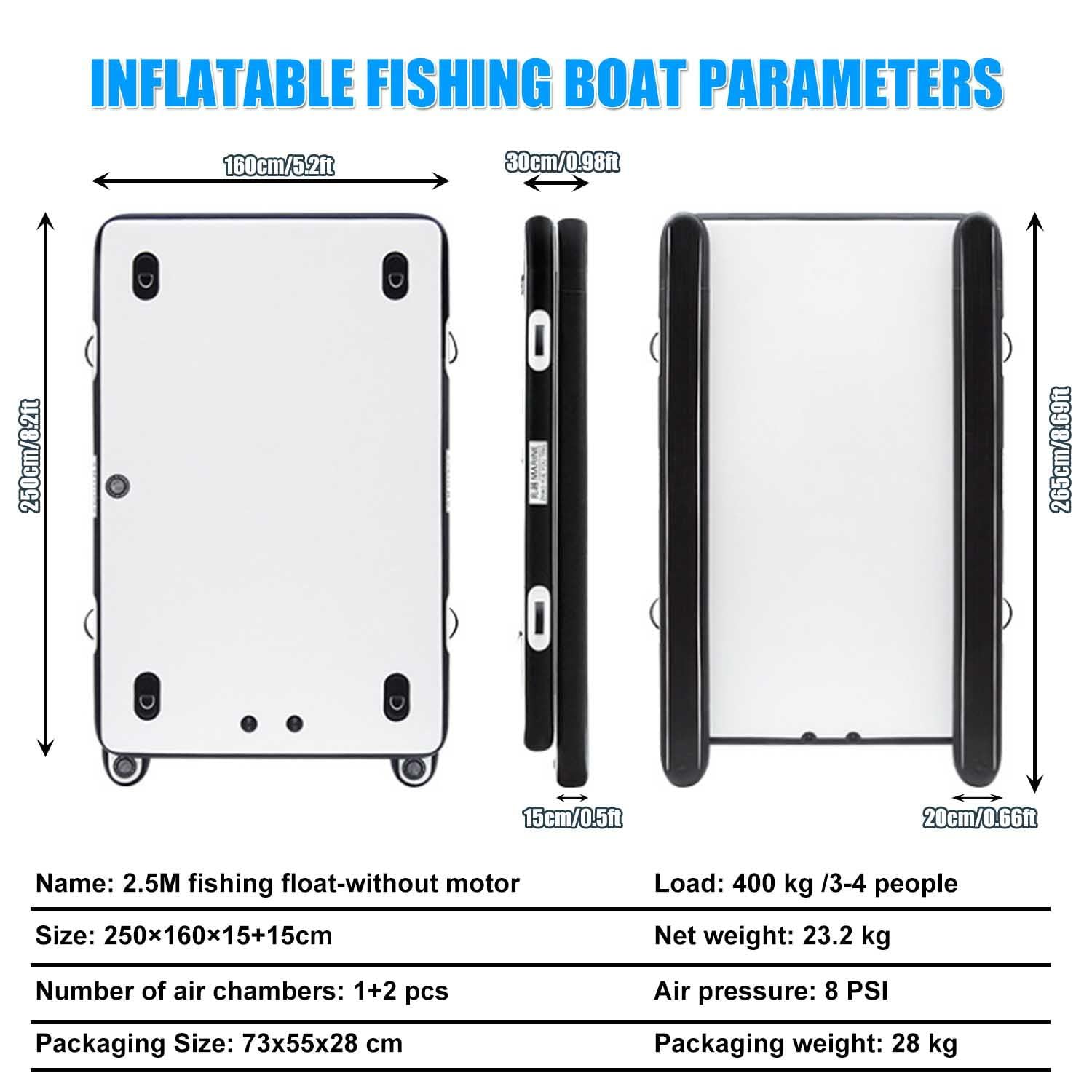 Bote Hinchable para Pesca Y Lago – Balsa Portátil De PVC con Capacidad para 400 Kg para 3-4 Adultos – Muelle Multiusos para Piscina, Playa, Mar Y Camping.