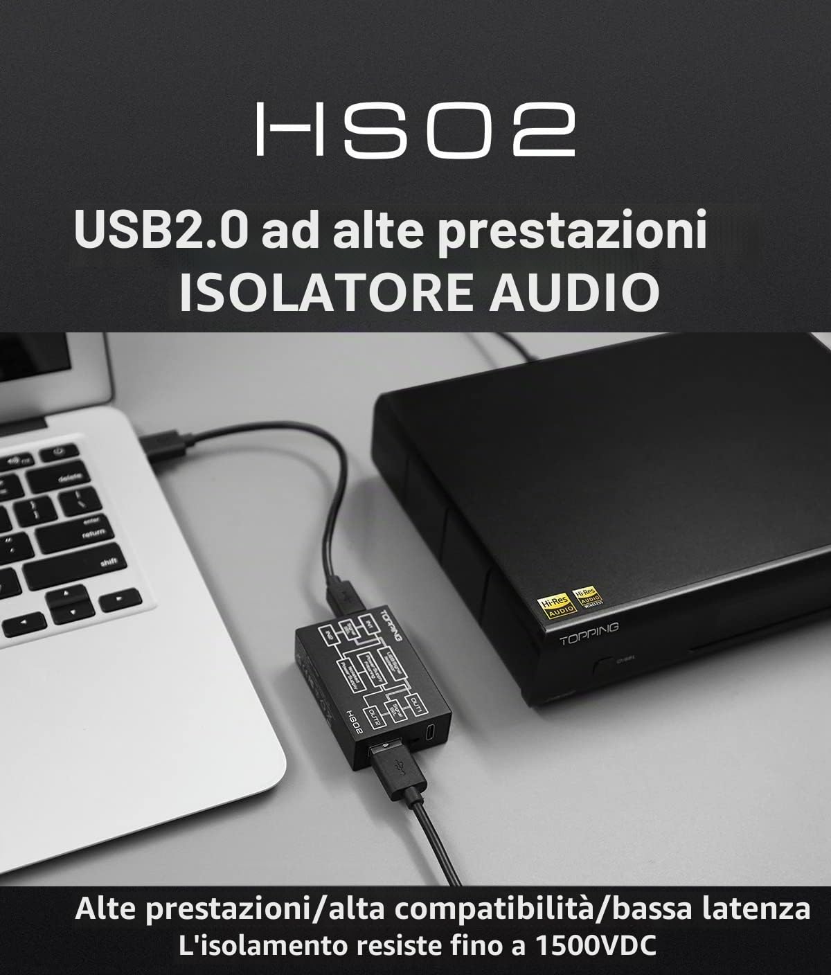 KGUSS TOPPING HS02 Audio Isolatore (Nero)
