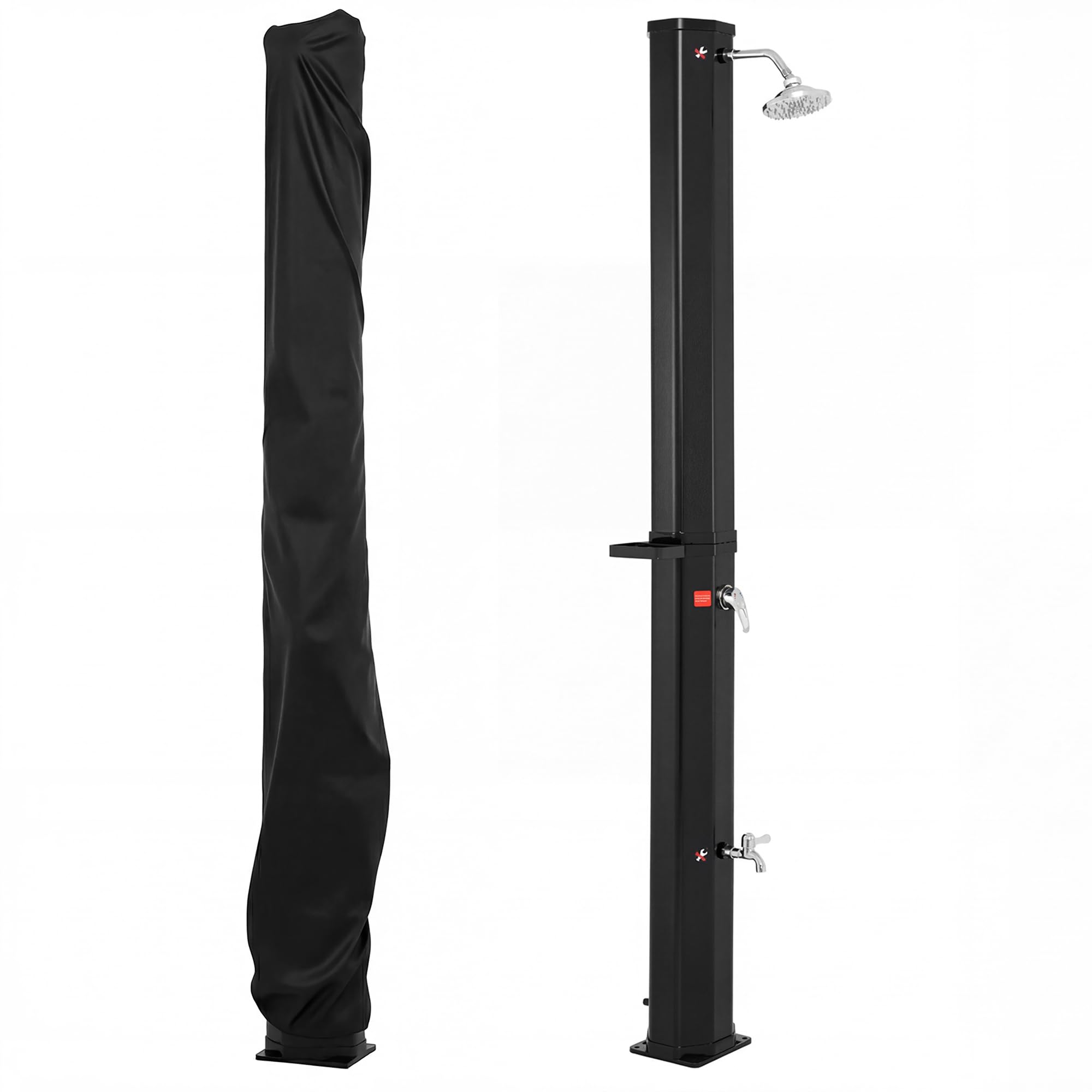 SOARS Doccia Solare da Giardino 60 L, 277 cm Doccia da Esterno con Copertura Protettiva, Soffione 360° e Rubinetto per Piedi, Max. 60 °C, per Piscina e Spiaggia