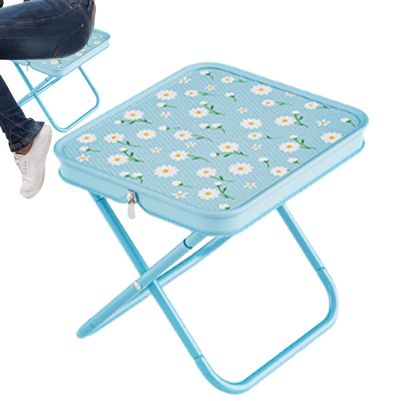 Taburete Plegable Portátil, Taburete Plegable de Viaje Silla, Asiento Ligero Compacto Resistente Exterior para Acampar Pescar Dormitorio Baño Bar Cocina