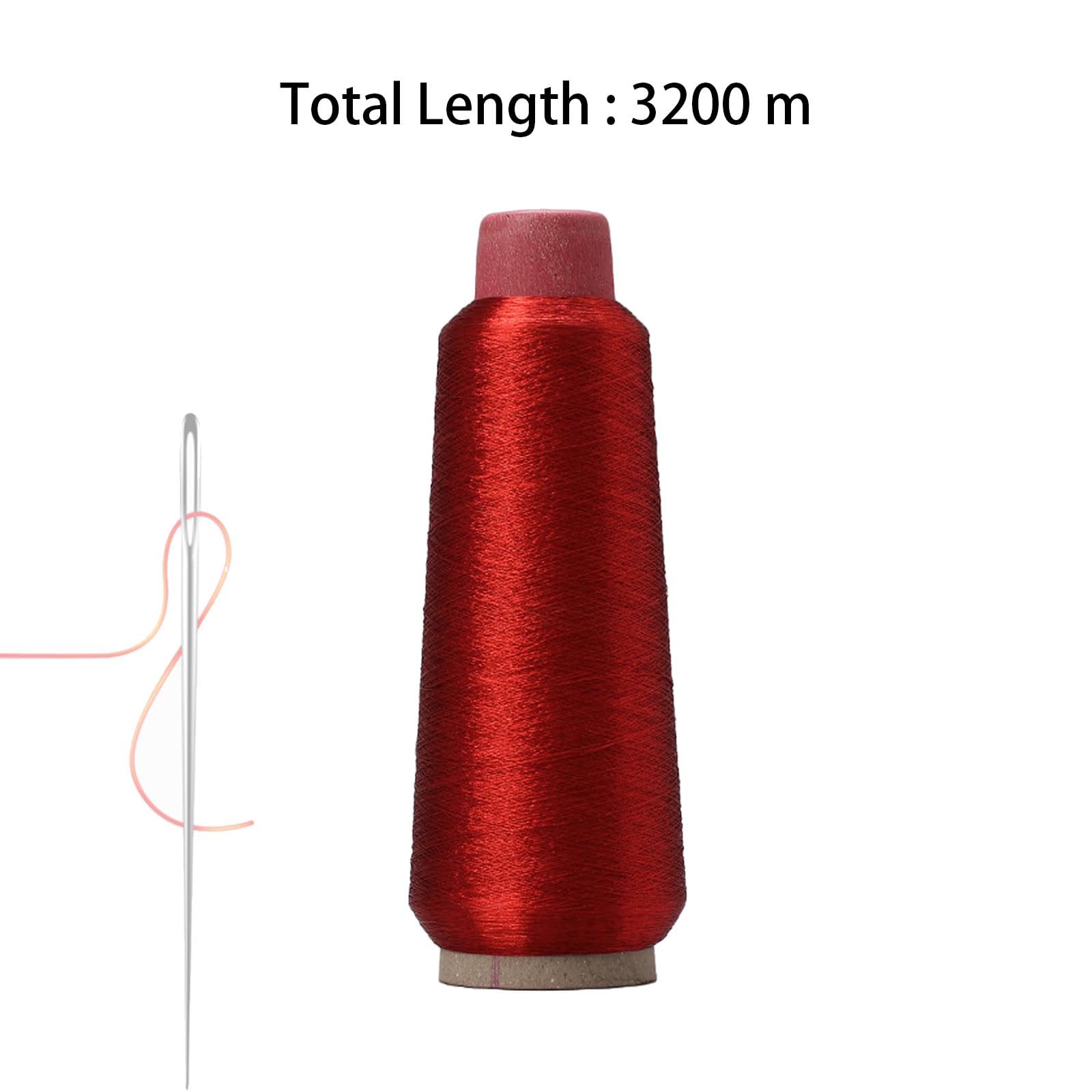 Leliafleury 3200M Metallic Embroidery Thread Polyester Sewing Thread for Sewing Embroidery Projects Red - Image 4