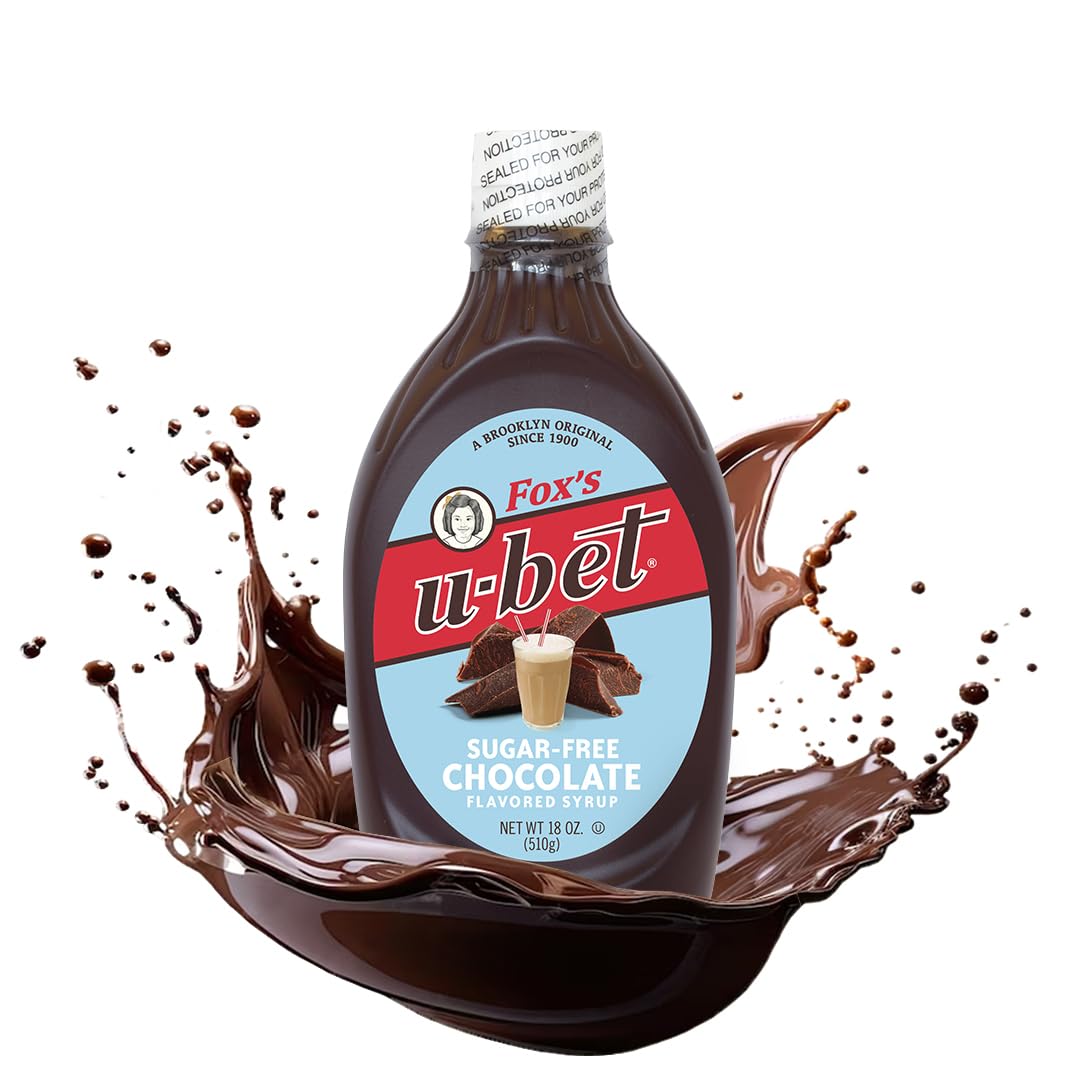 FOX'S U-BET Syrup Bottle, Kosher Certified, Brooklyn Original, Fat Free (1-Pack, Sugar-Free Chocolate)