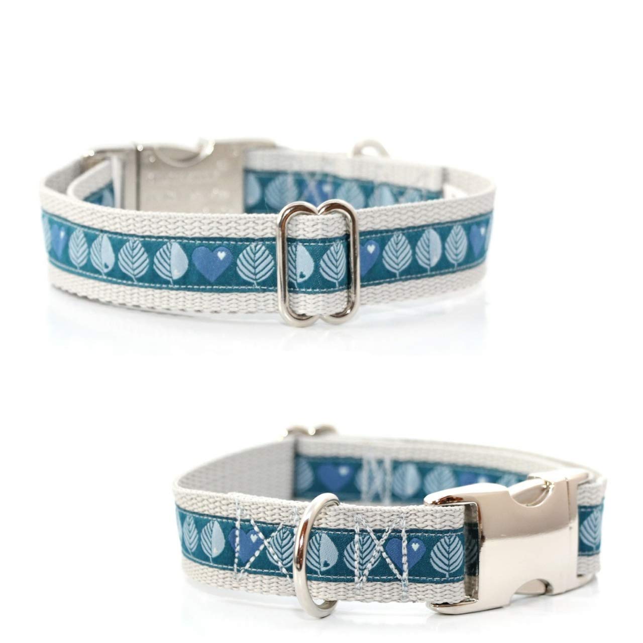 Set: Halsband + Leine, Set für Hunde, Tauleine und Hundehalsband "I love the Woods- Türkis", wahlweise mit gravur und weiteren Extras