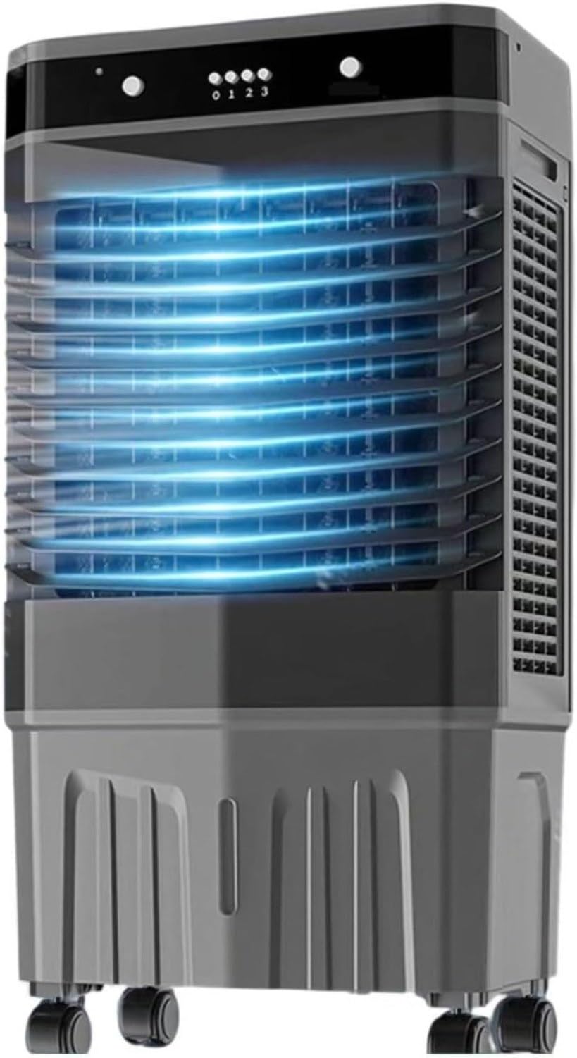 Condizionatore d'Aria Portatile 3-in-1 con 3 modalità, Ventola refrigerante silenziosa con Serbatoio Acqua Extra Large da 50 Litri, Oscillazione 120° e Timer 12, Without Remote Control, 90cm