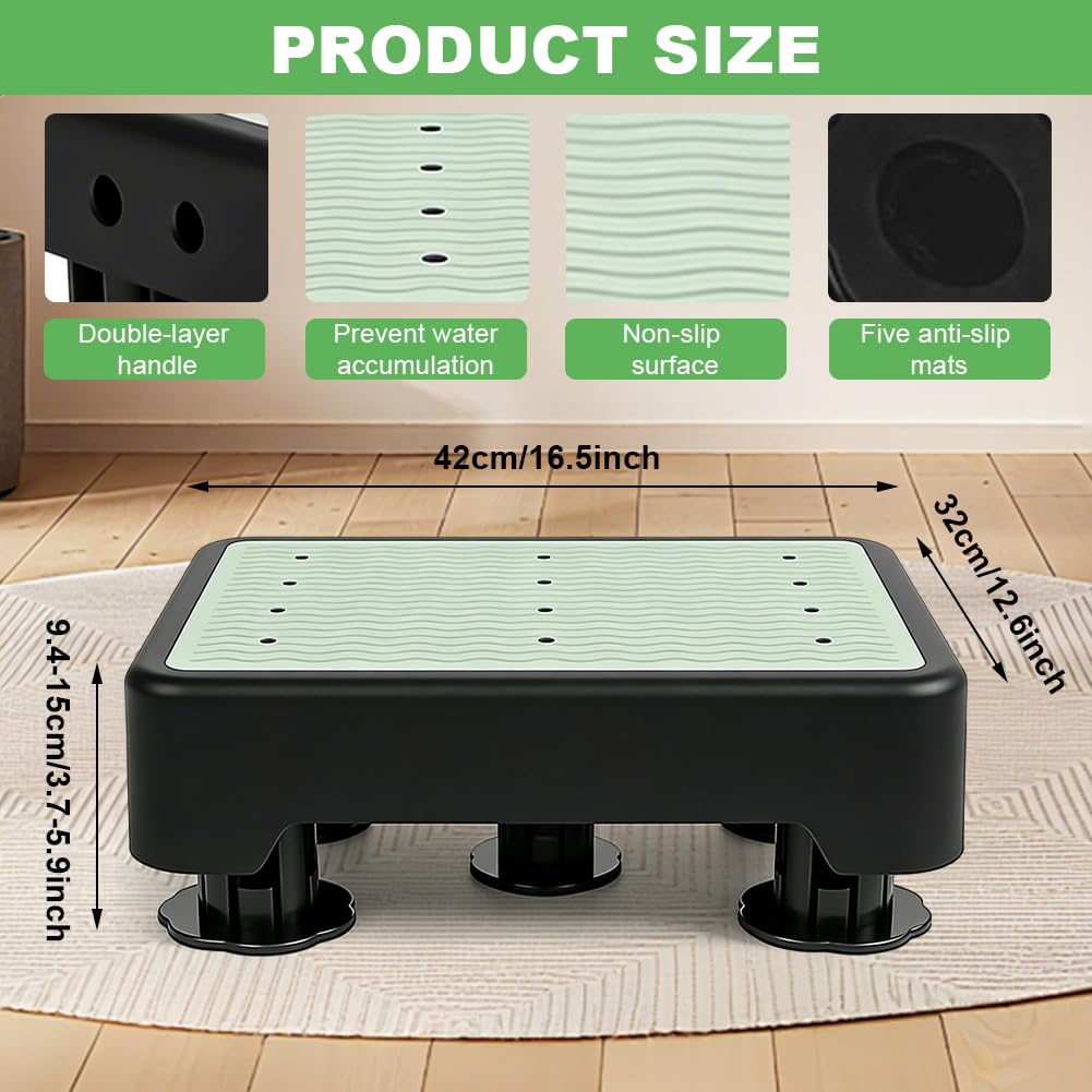 Taburete antideslizante de medio escalón, iluminación posterior, antideslizante, para personas mayores, reposapiés, 3 alturas ajustables hasta 250 kg, ayuda para entrar en coche, bañera, caravana