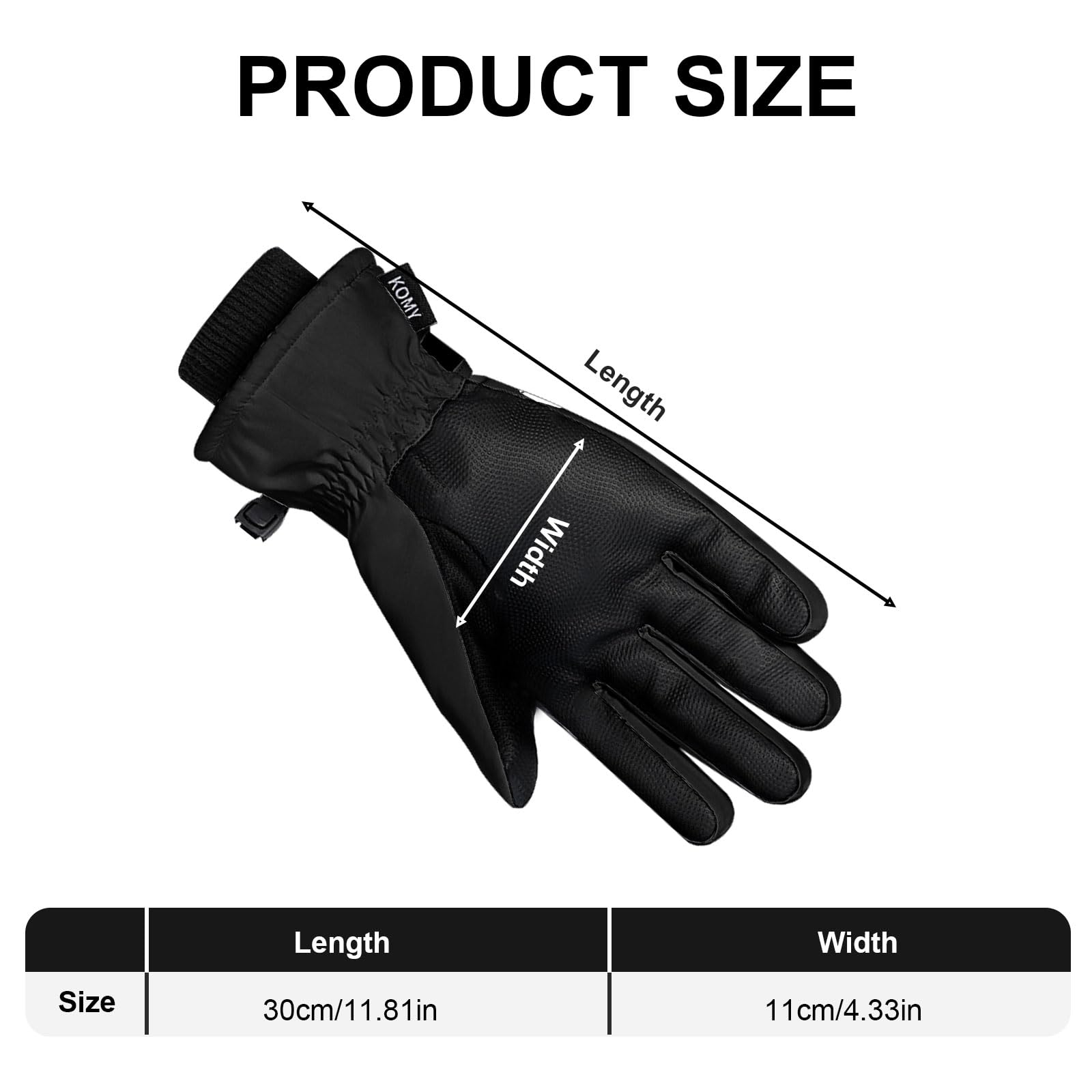 Guanti caldi da sci invernali touch screen da donna Black