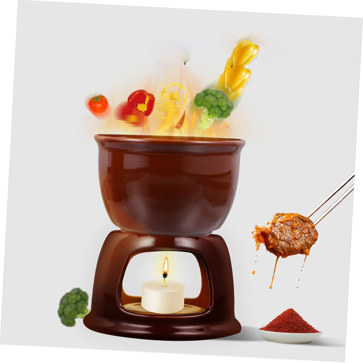 Luxshiny 2piezas Horno de Calentamiento de Cerámica Ollas para Fondue de Queso Tazas de Porcelana para Derretir Chocolate Aceite Caliente Caldo Uso para Fiestas