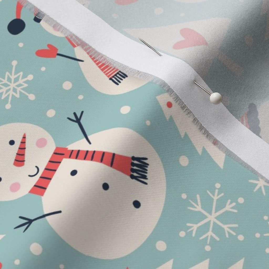Spoonflower Fabric - Snowman Snowmen Christmas Winter Printed on Organic Cotton Sateen Fabric by The Yard - Sewing Quilting Apparel Home Decor