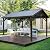 U-MAX 14' x 12' Hardtop Gazebo, Wooden Gazebo on Clearance, Outdoor Wood Pergola with Thermal Insulated Polycarbonate Pyramid Hip Roof for Backyard Deck Garden Patio, Dark Brown Roof