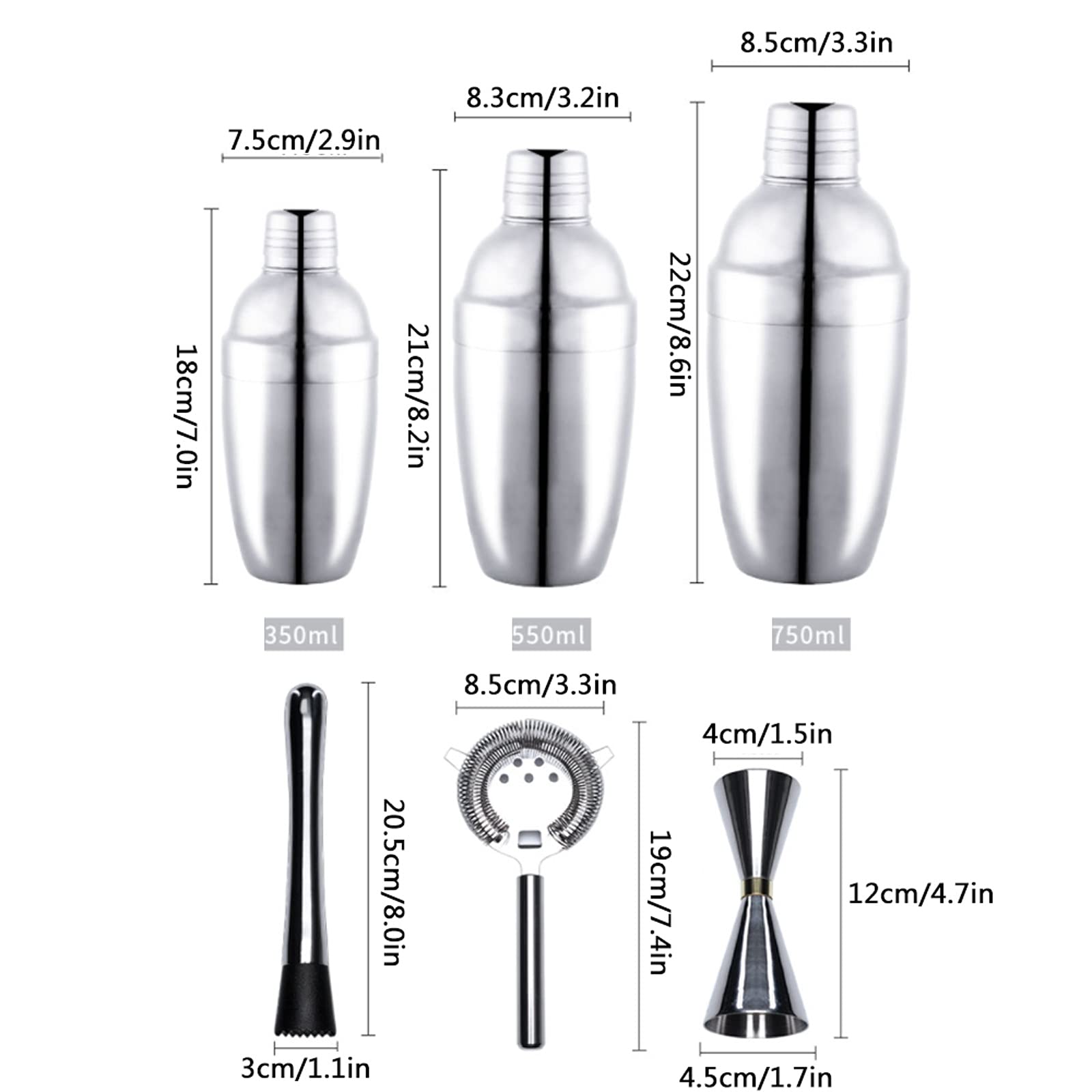 Shaker Cocktail Kit de mélangeur de boisson kit de barman avec support,barre bar Shaker cocktail Ensemble pour le meilleur kit de barman pour les débutants Ensembles d'accessoires de Bar (Color : B)