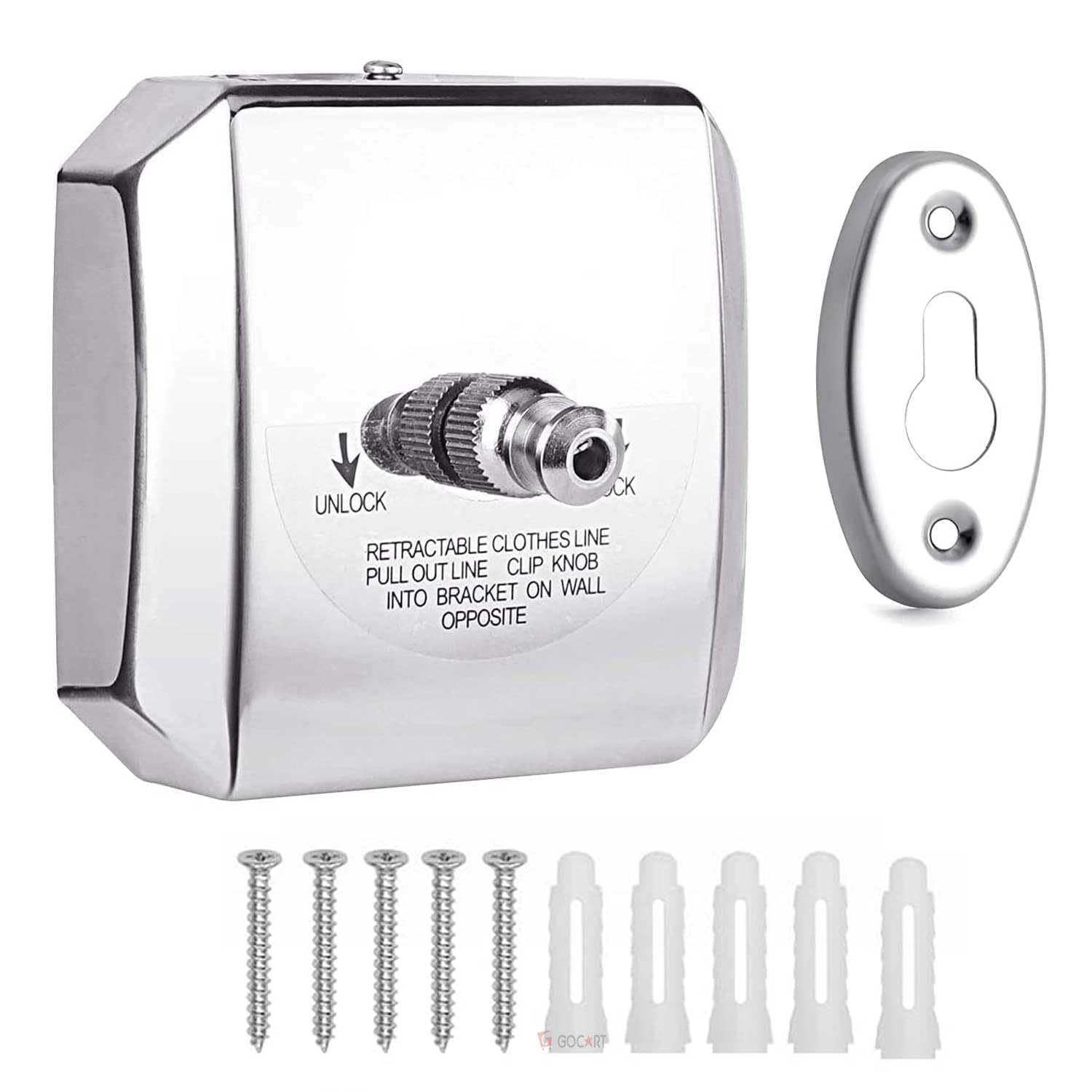 GOCART WITH G LOGO Stainless Steel Retractable Cloth Line Adjustable Lockable Hanging Washing Line (Square)-image-42