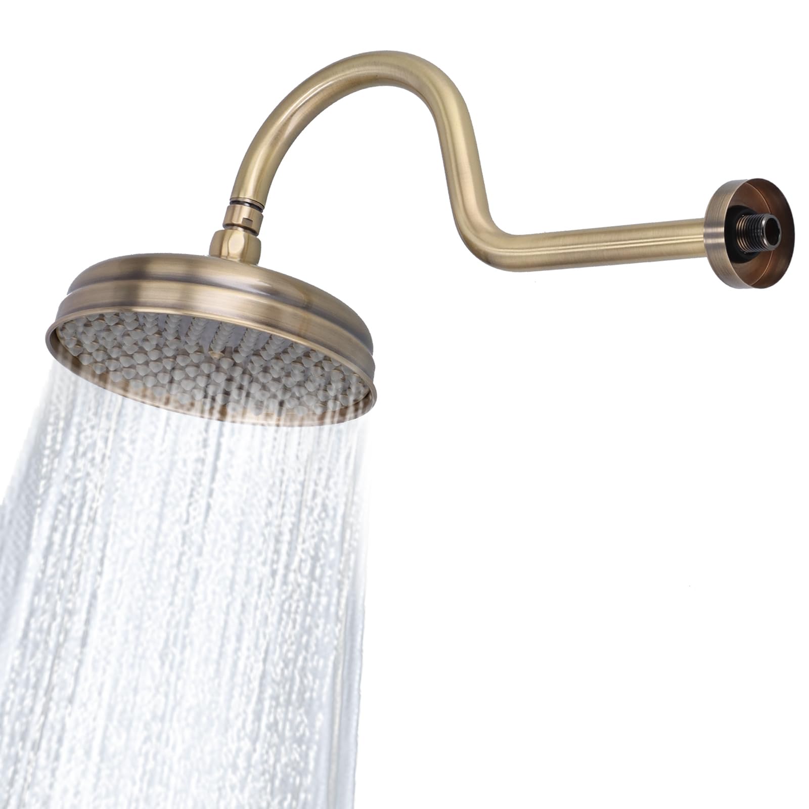 Tissting Antik Messing Rund 7,9 Zoll Regenduschkopf, Regendusche Kopf | Badzubehör Ersatzduschkopf Duschkopf Regendusche Mit Drehbarem G1/2 Kugelstecker für Badezimmer Duschen