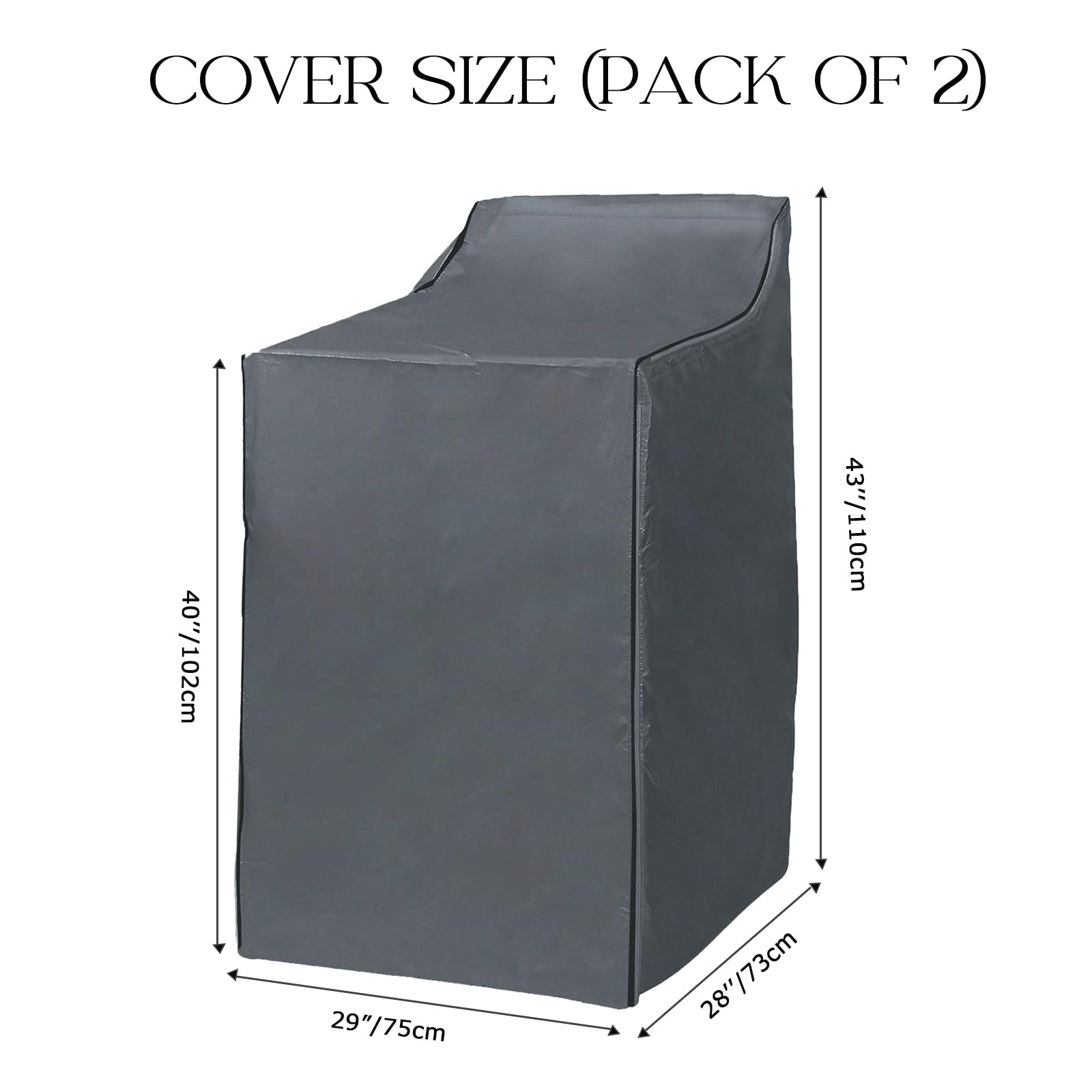 Paquete de 2 fundas portátiles para lavadora y secadora, con diseño de cremallera y bolsa de almacenamiento, poliuretano 420D, impermeable, para ropa de carga frontal superior, 29 x 28 x 43