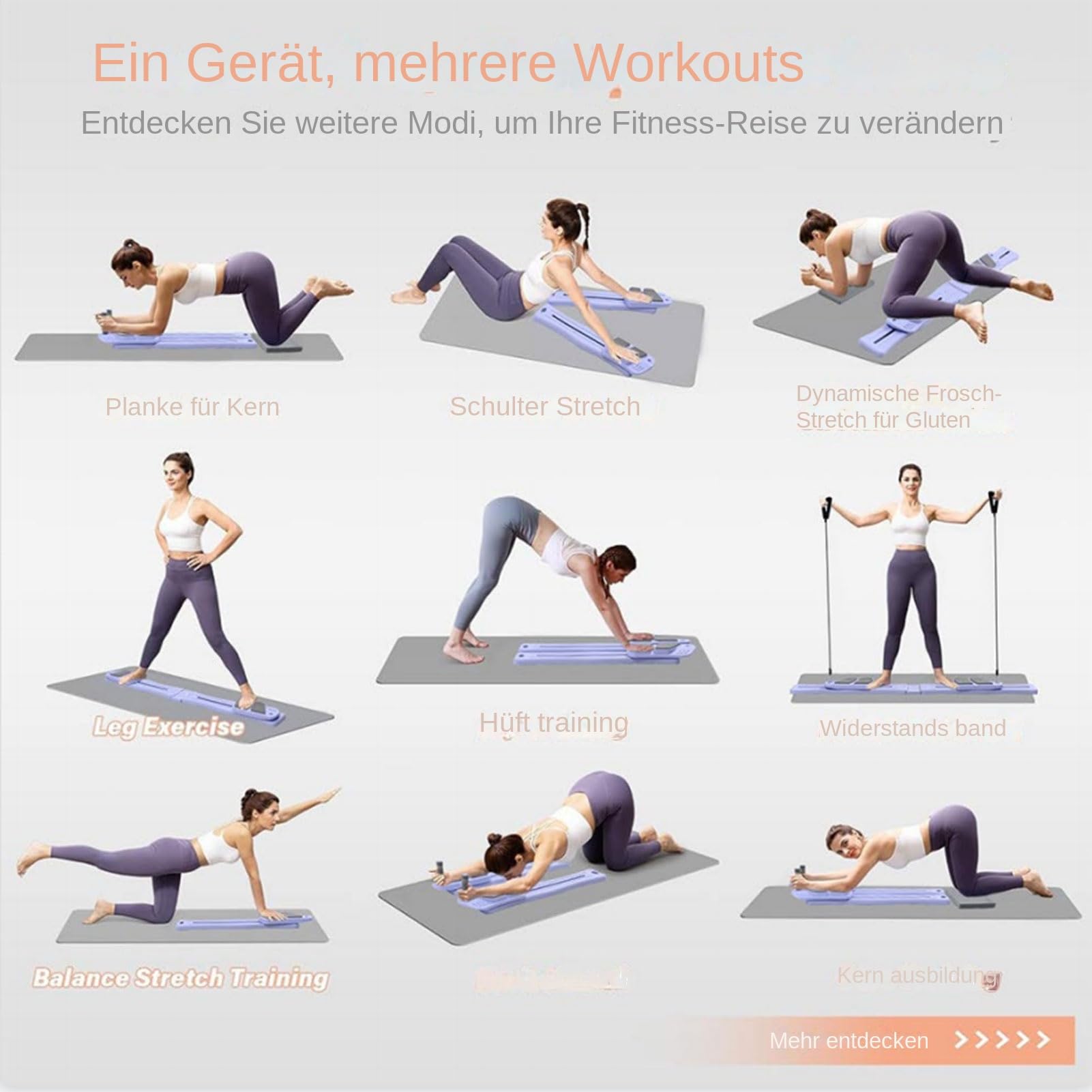 Portatile Pilates Reformer Portatile, Multifunzionale, Salutare, Portata | Attrezzatura Pilates per palestra e casa Allenamento Cardio per la Casa e Palestra Yoga Fitness Workout Attrezzo