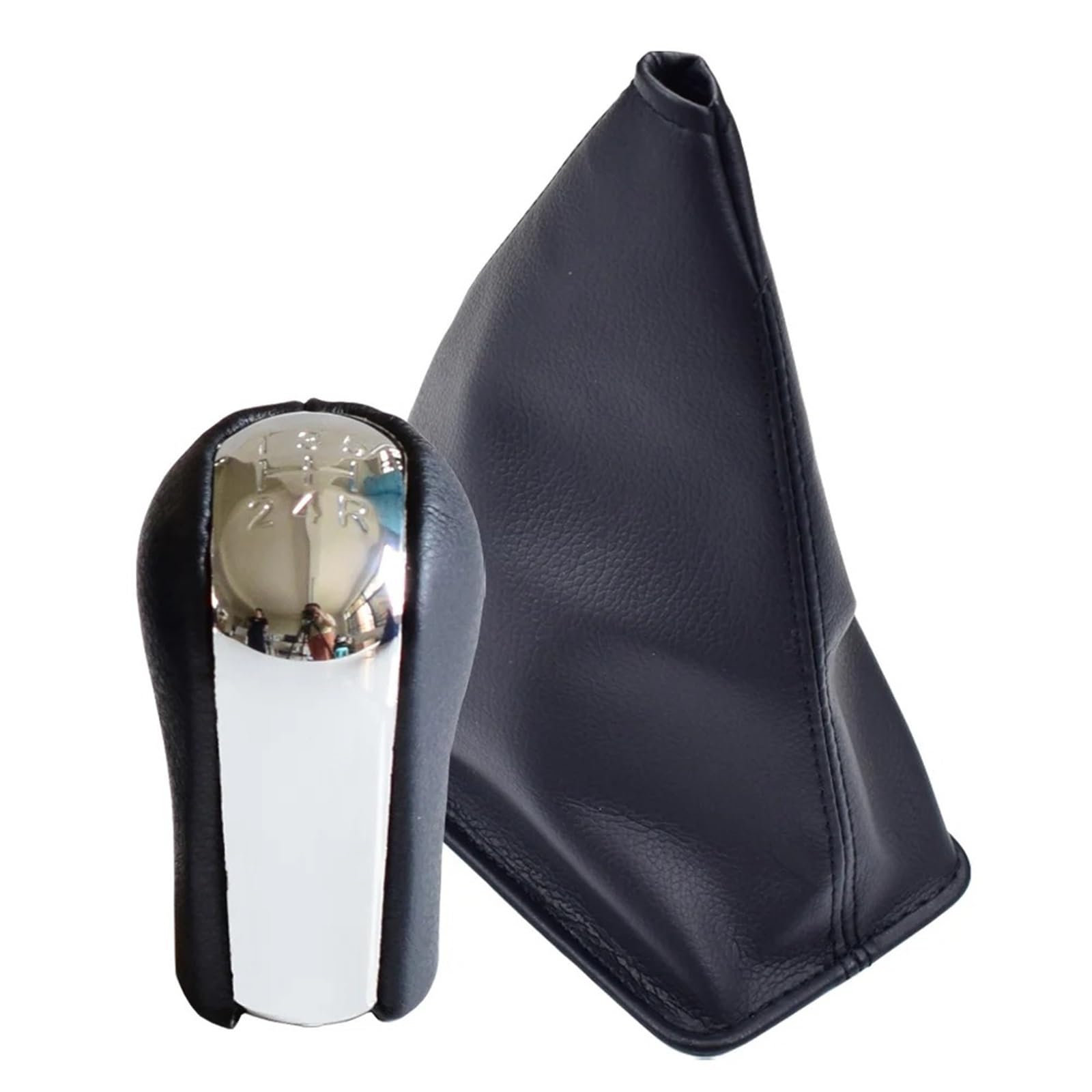 Xexjhqq 5 Speed-Dustproof Gear Stick Knob For Toyota For Corolla For Verso For Rav4 For Yaris 1992-2014 5/6 Speed Chromed Gear Shift Knob Pu Leather Lever Gaiter Boot Cover(5 Speed-Dustproof)