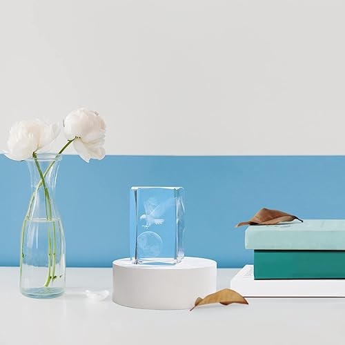 Miniatura 4 de Yoption Cubo de cristal con pisapapeles 3D de caballito de mar grabado con láser, recuerdos y manualidades, adornos de decoración de cumpleaños con