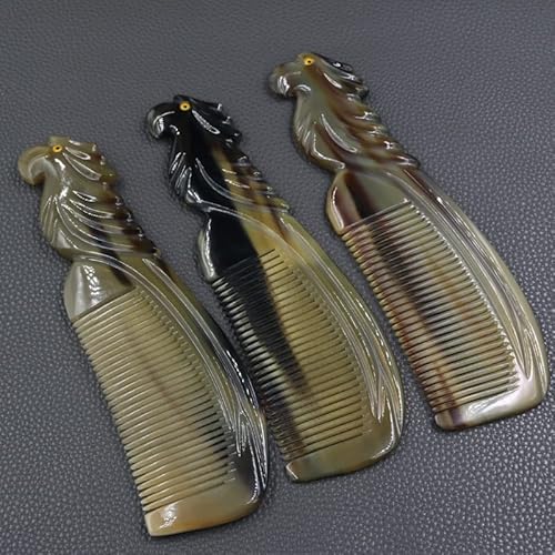 Honglays Natural Buffalo Horn Comb Parrot Engraved Horn Comb Anti-Static Comb Brush Hair Massage Comb (Parrot Comb) #TOP6