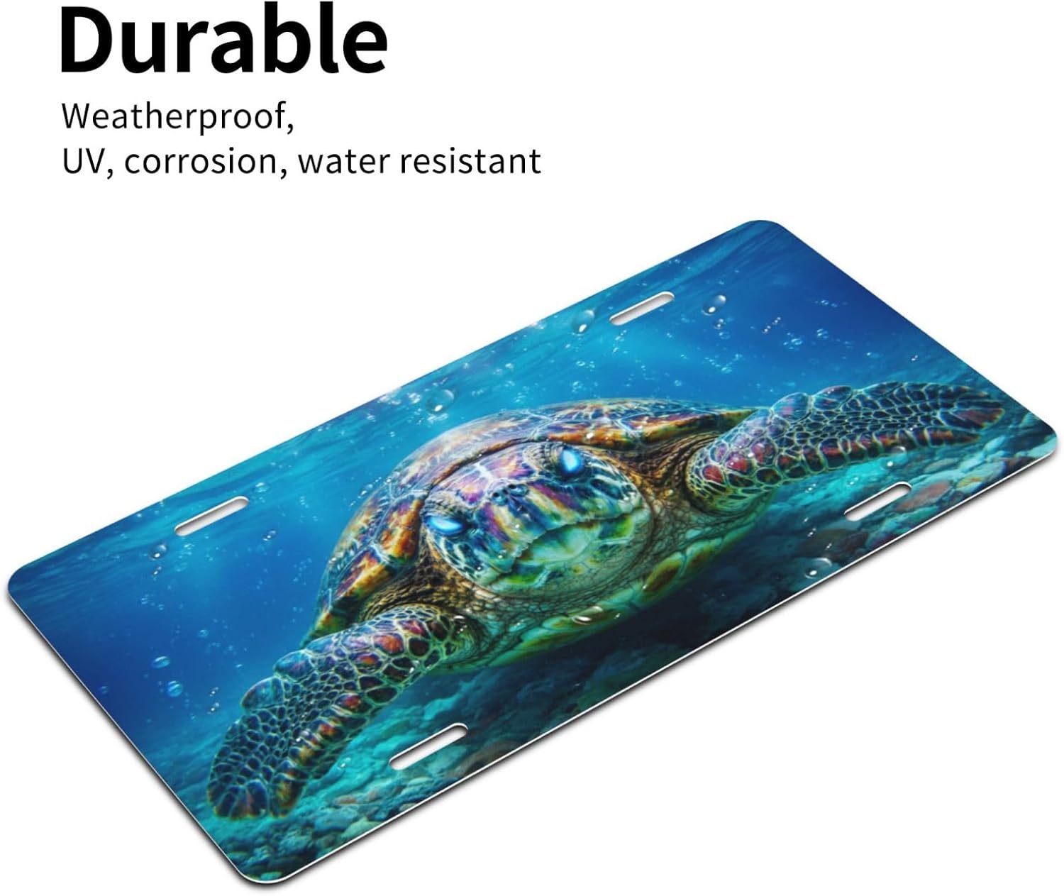 Ancient Fossil Rainbow Sea Turtle License Plate for Women Men Car Vanity Plates Decorative Aluminum Metal Novelty Front Plate Turtle Gift 6x12 Inch (4 Holes) Birthday Christmas image 2