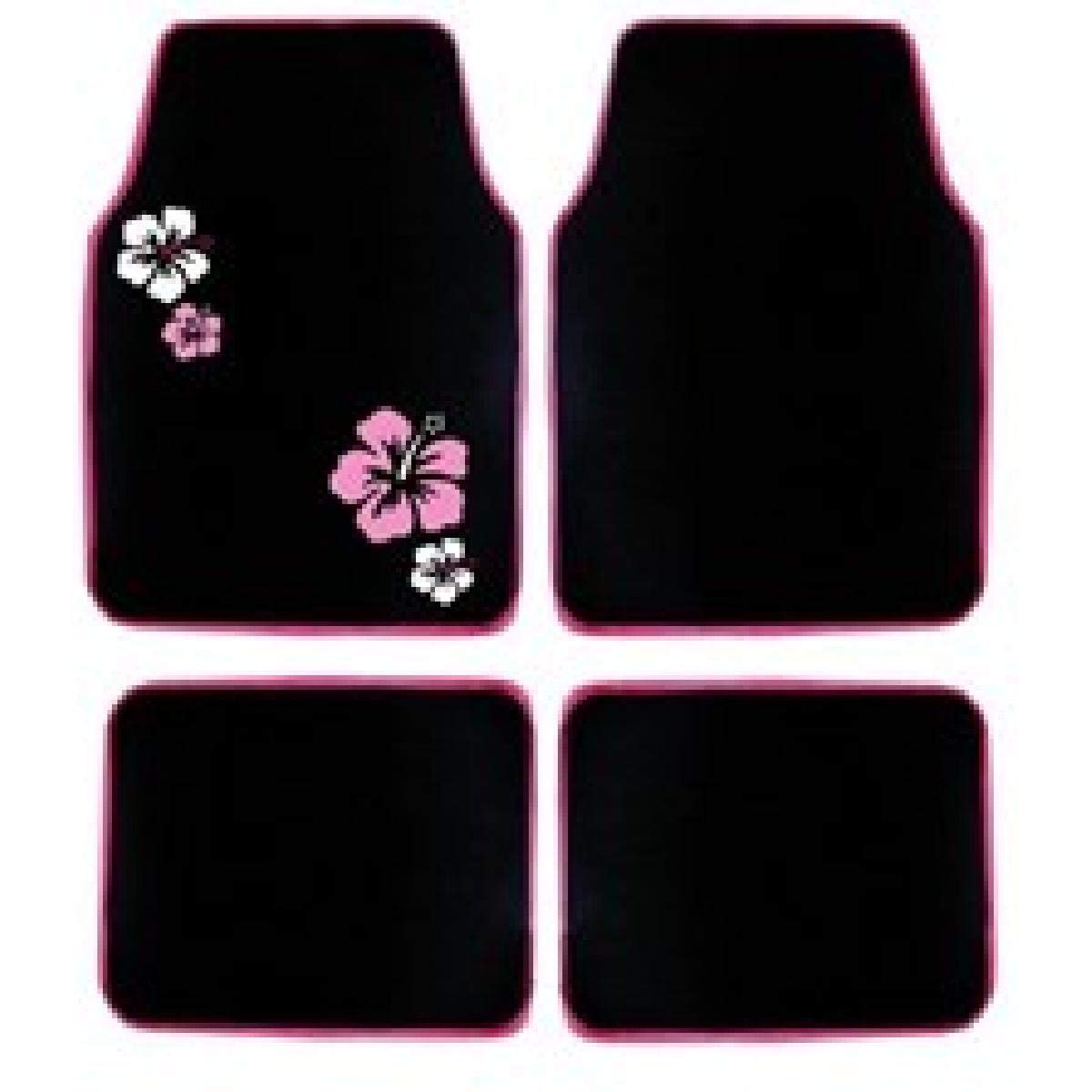 404 Hibiscus Carpet Mats (Set of 4, Black