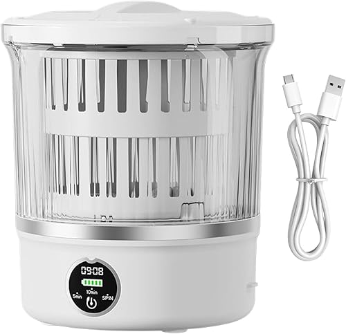 Portable Washing Machine - 3L Rechargeable Waterproof Body, Non Slip Base, Mini Clothes Cleaner, Compact spins Function, Travel Ready Design