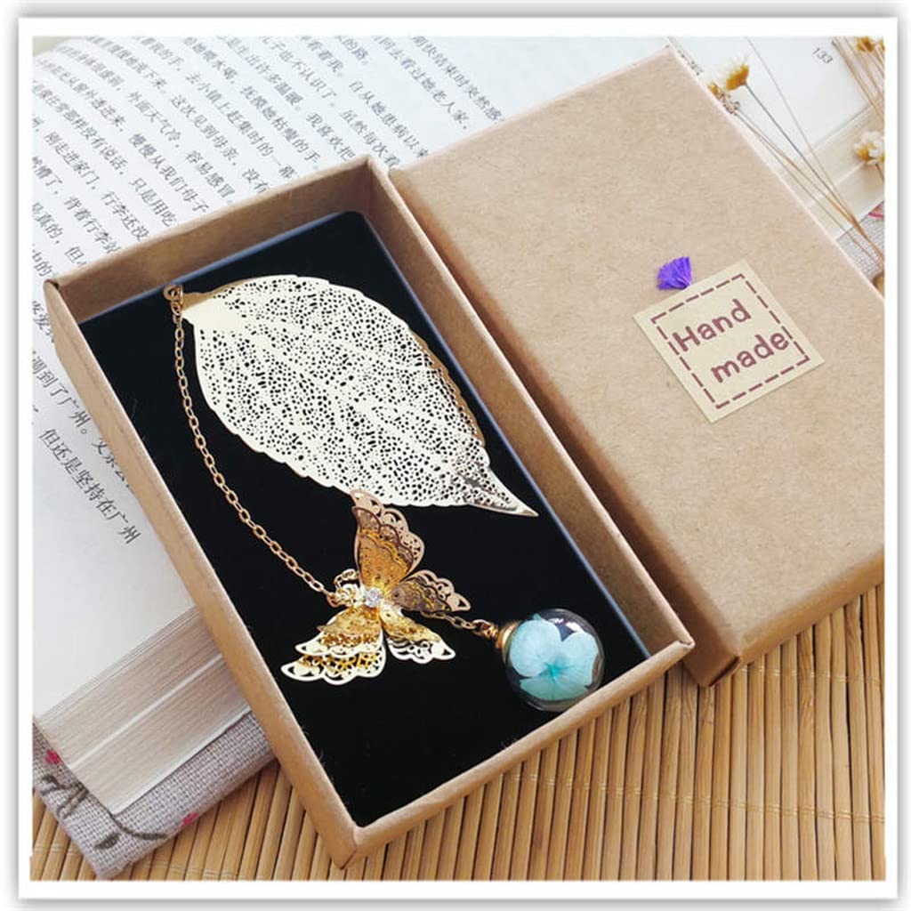 SUNESA Lesezeichen 1pc Metall kreatives Metallblatt Immortal Blume Lesezeichen Geschenk for Freunde Antiquitäten Metall Lesezeichen Stationerei Buch Markierungen (Color : C)