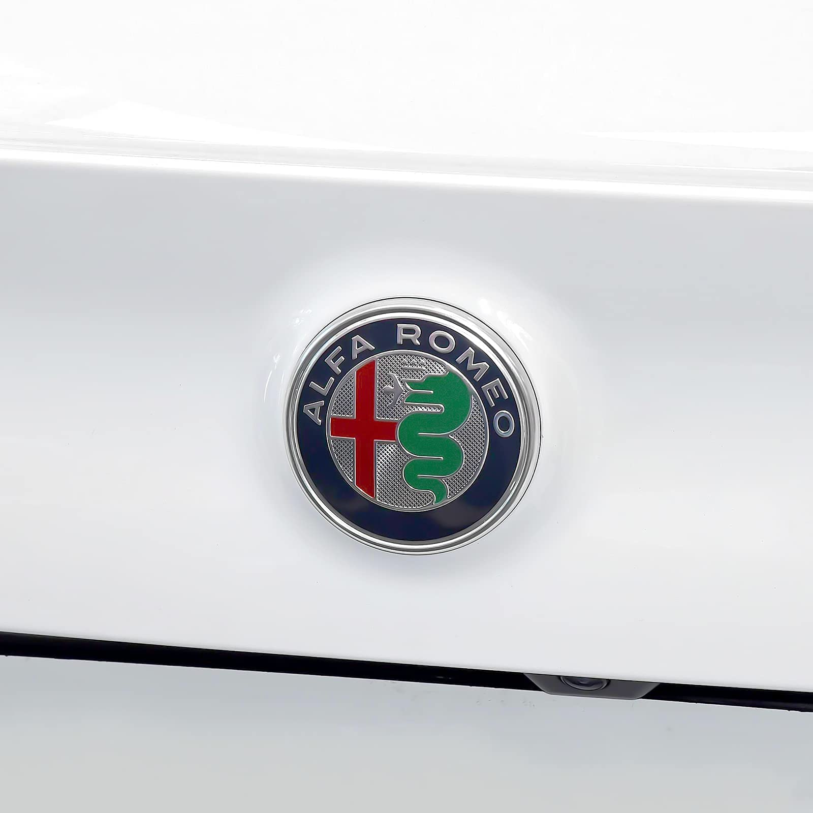 2 stks Auto Logo embleem Badge Stickers Voor Alfa Romeo 147 156 159 166 Giulietta Mito Stelvio Giulia, Hood Sticker Autoband Voor en Achter Stickers (74mm),A