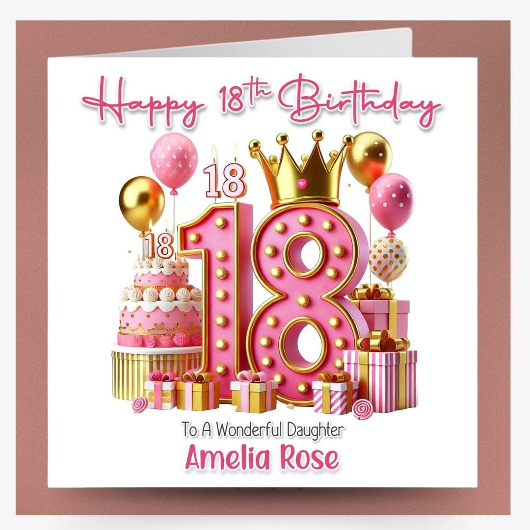 Large Personalised 18th Girls Birthday Card for Daughter Sister Niece Granddaughter Goddaughter Eighteen Today Eighteenth Womans for Her (Large Card Only)