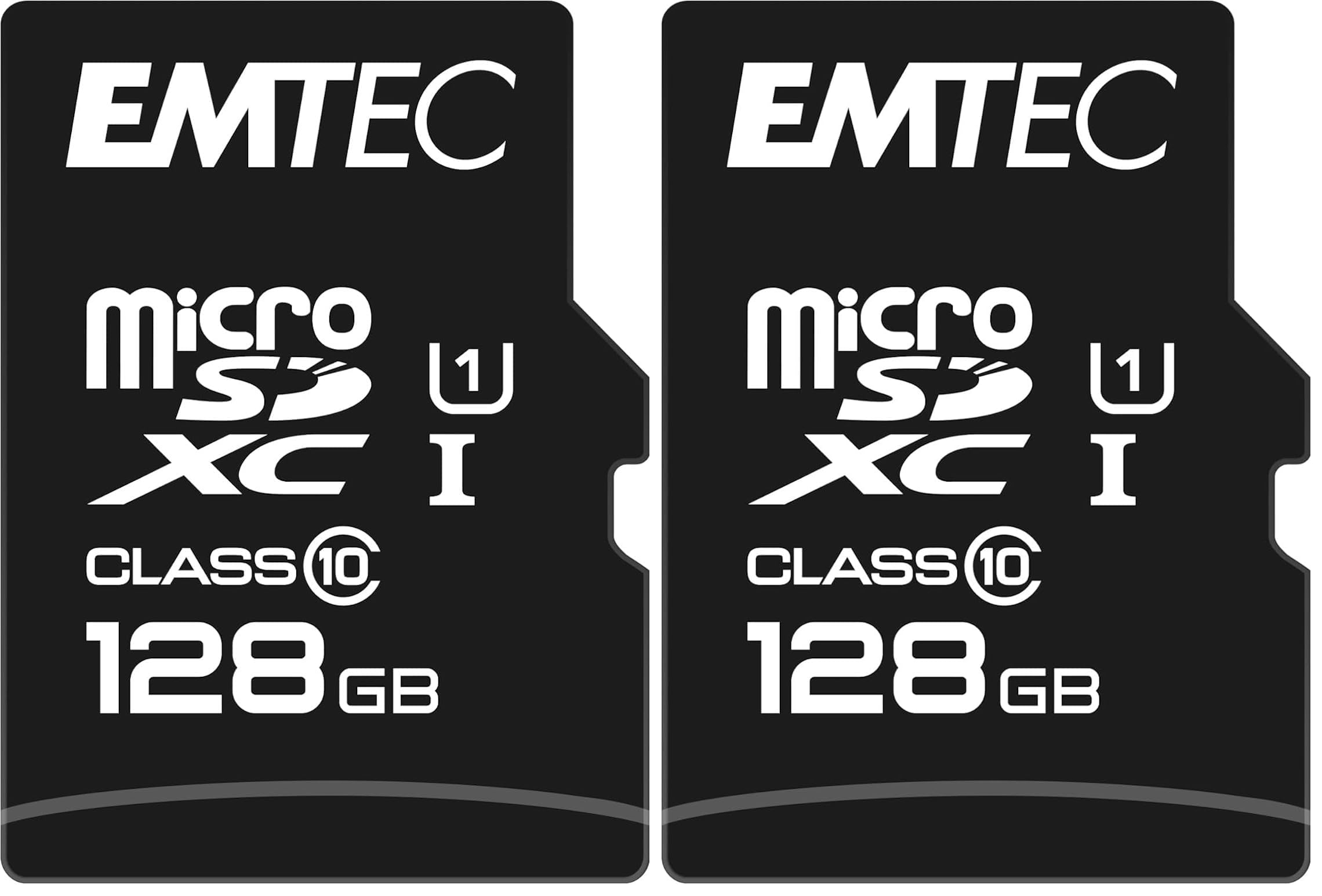 EMTEC ECMSDM128GXC10GP - Carte microSD - Classe 10 - Gamme Elite Gold - UHS-I U1 - avec Adaptateur Performance - Vitesse de Lecture jusqu'à 85MB/s -Noir/Or - 128 GB (Lot de 2)