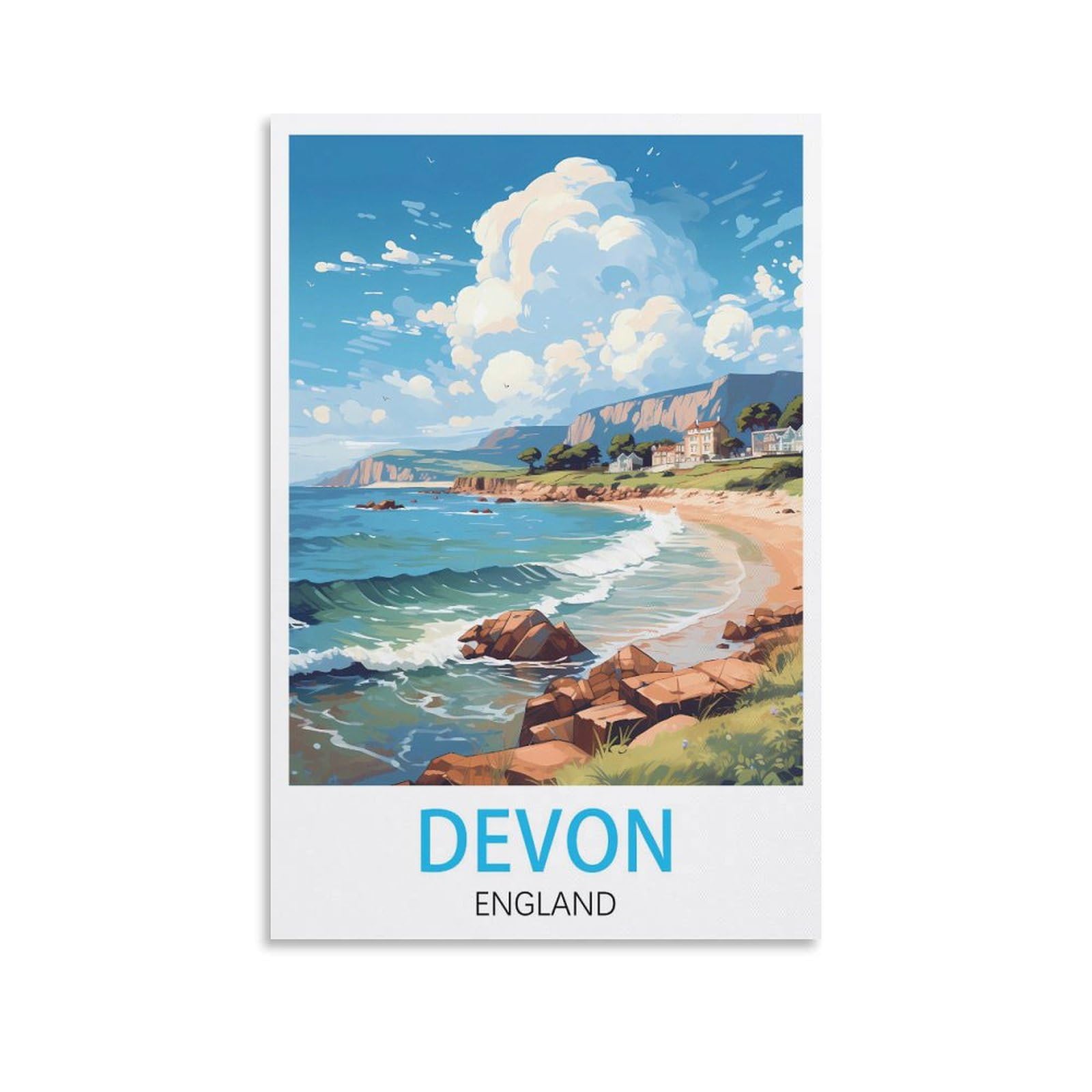 Lnuyitr Unframe-Style Devon England Vintage Travel Posters 16X24inch(40X60cm) Canvas Art Posters And Wall Art Picture Prints Modern Home Bedroom Decor Posters