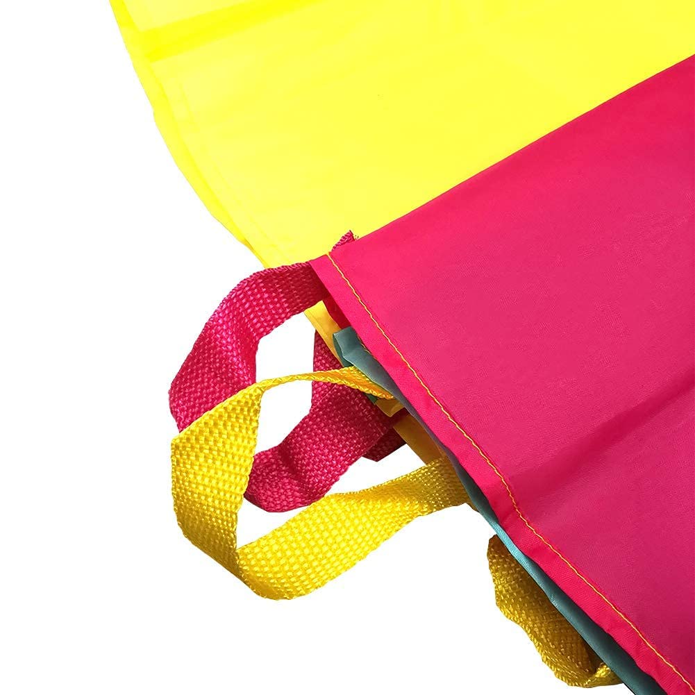 SUPNFOX 6ft, 10ft, 20ft Play Parachute Kids Rainbow Parachute Toy, Parachute for Kids with Handles, Outdoor Indoor Play Equipmen Lawn Games Picnic Blanket Mat